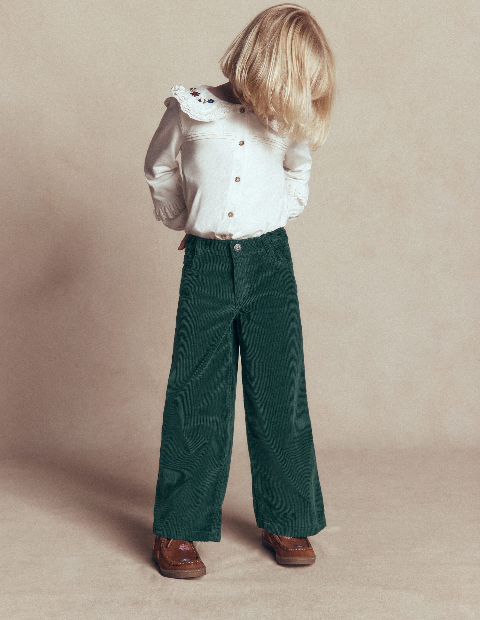 Wide Leg Jeans-Malachite Green Cord - Image 1