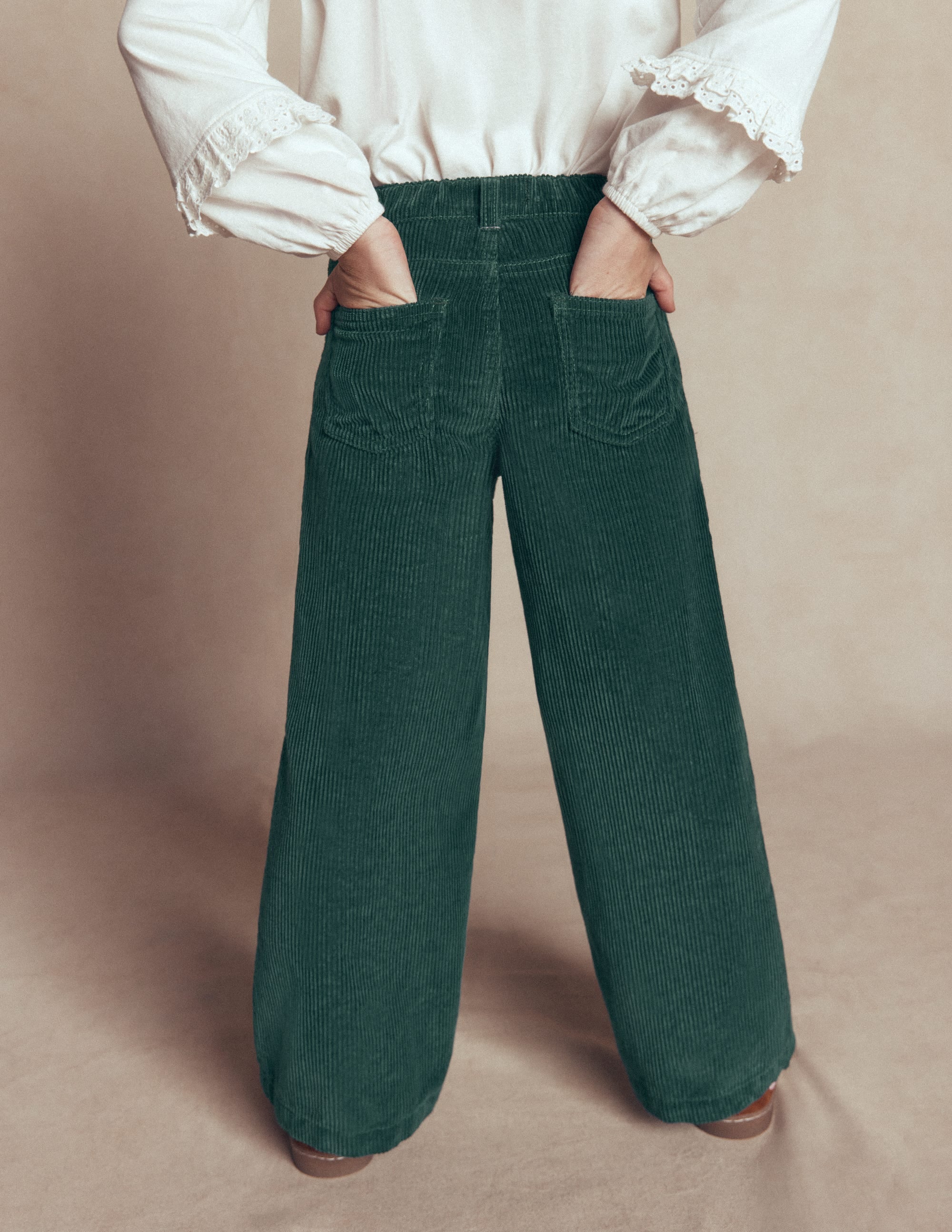 Wide Leg Jeans-Malachite Green Cord - Image 2