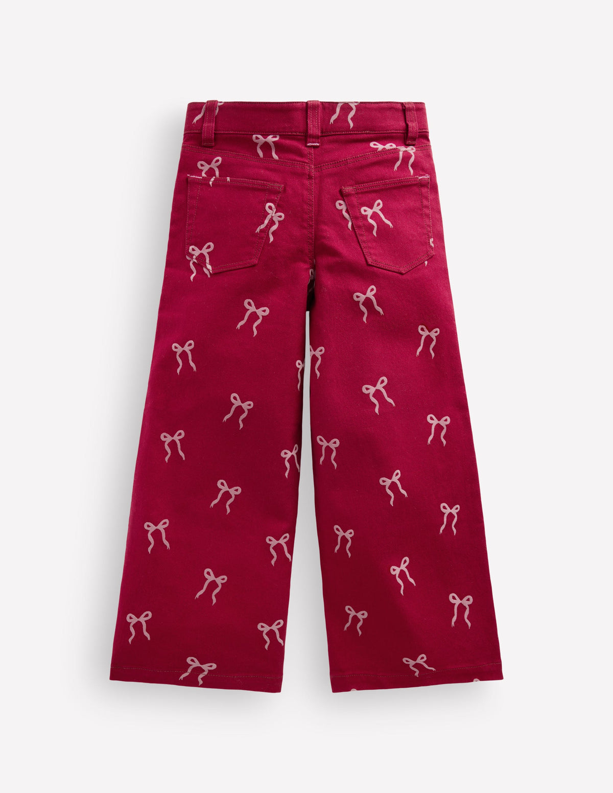 Wide Leg Jeans-Ruby Red Flock Bow-2