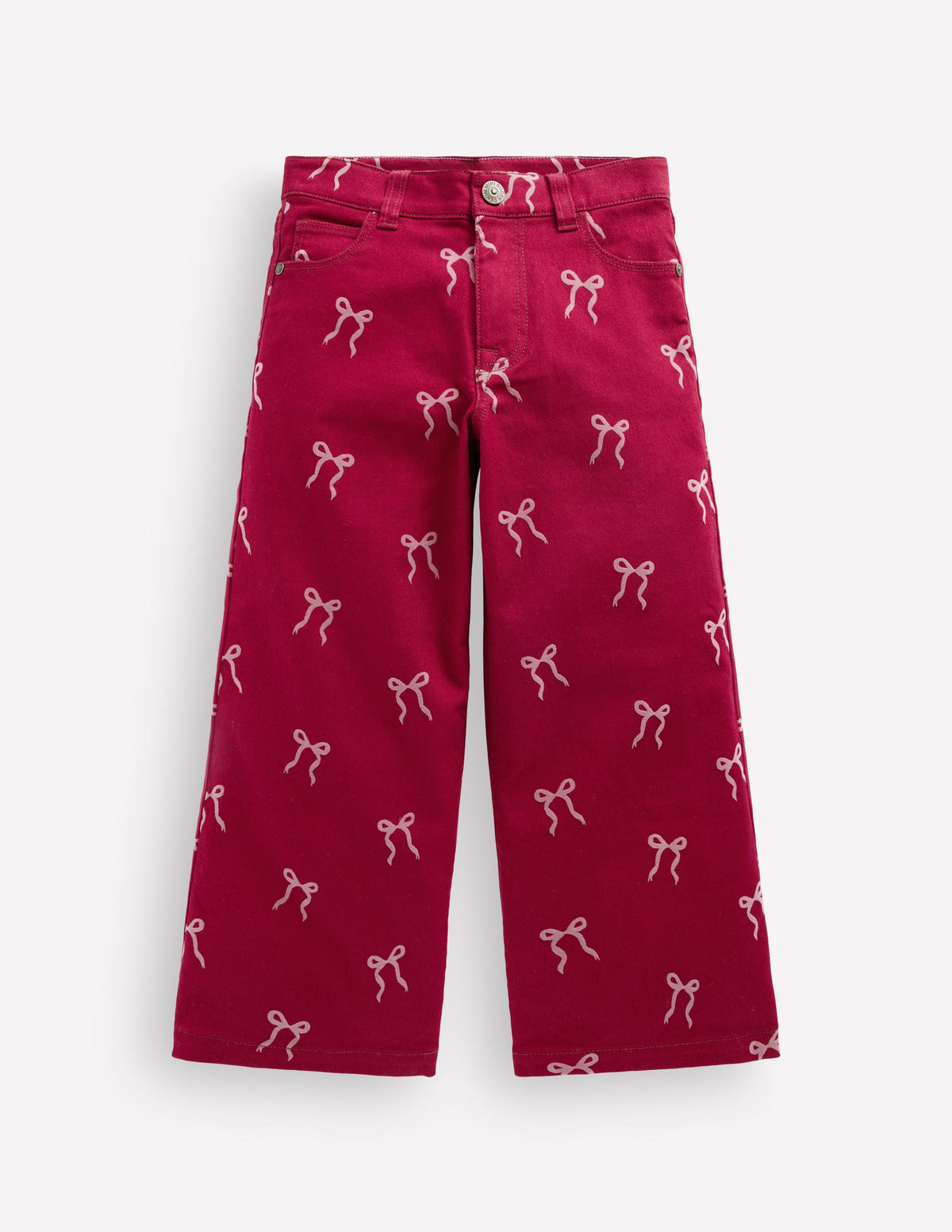 Wide Leg Jeans-Ruby Red Flock Bow-1