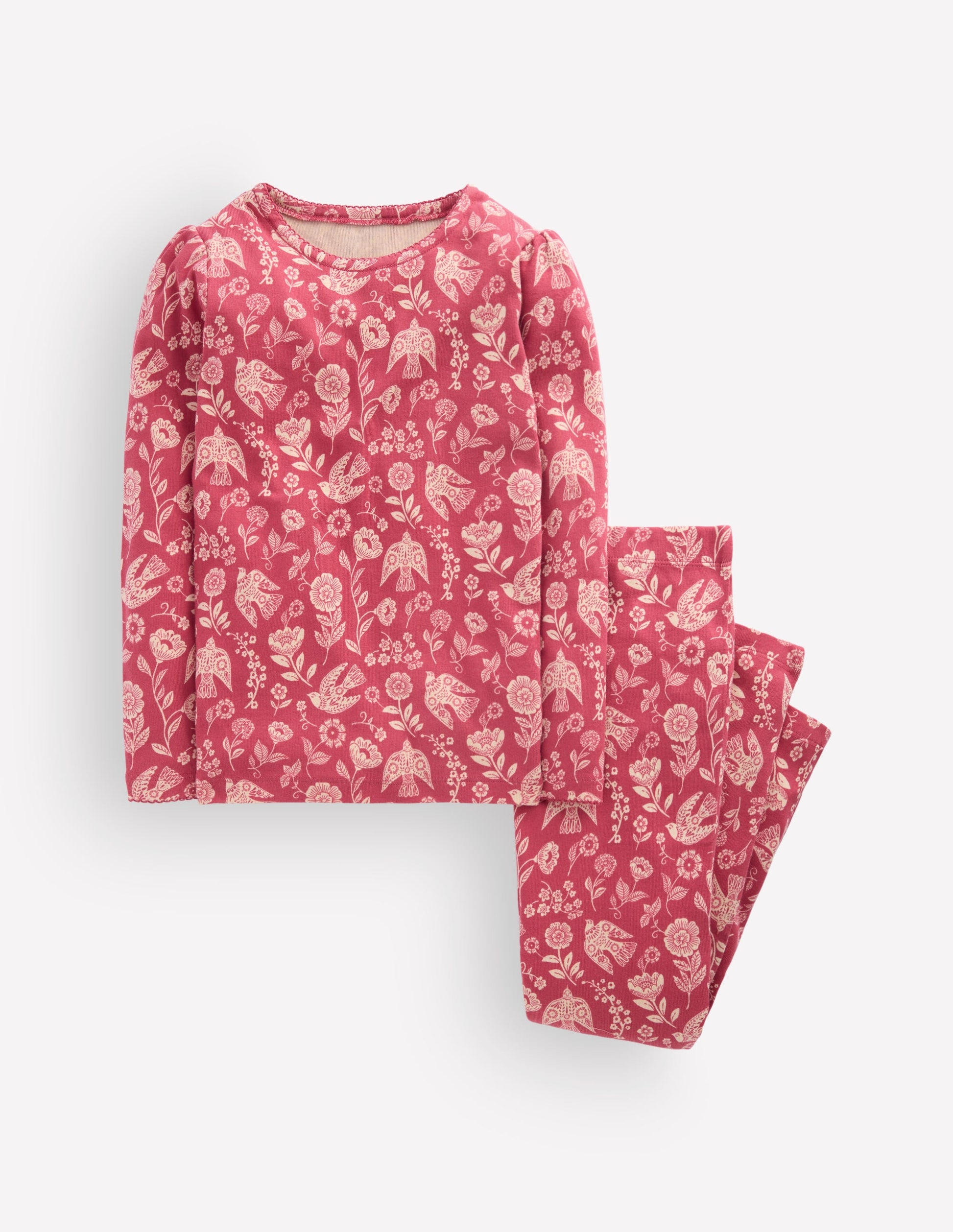 Snug Long John Pyjamas-Bird Floral-1