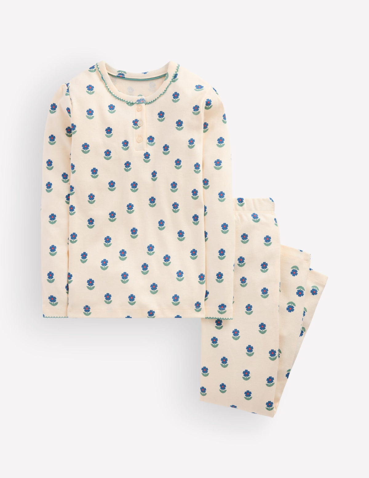 Snug Henley Pyjamas-Ivory Floral-1