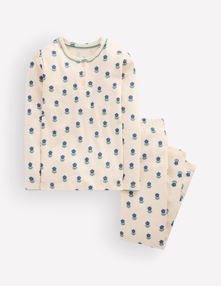 Snug Henley Pyjamas-Ivory Floral