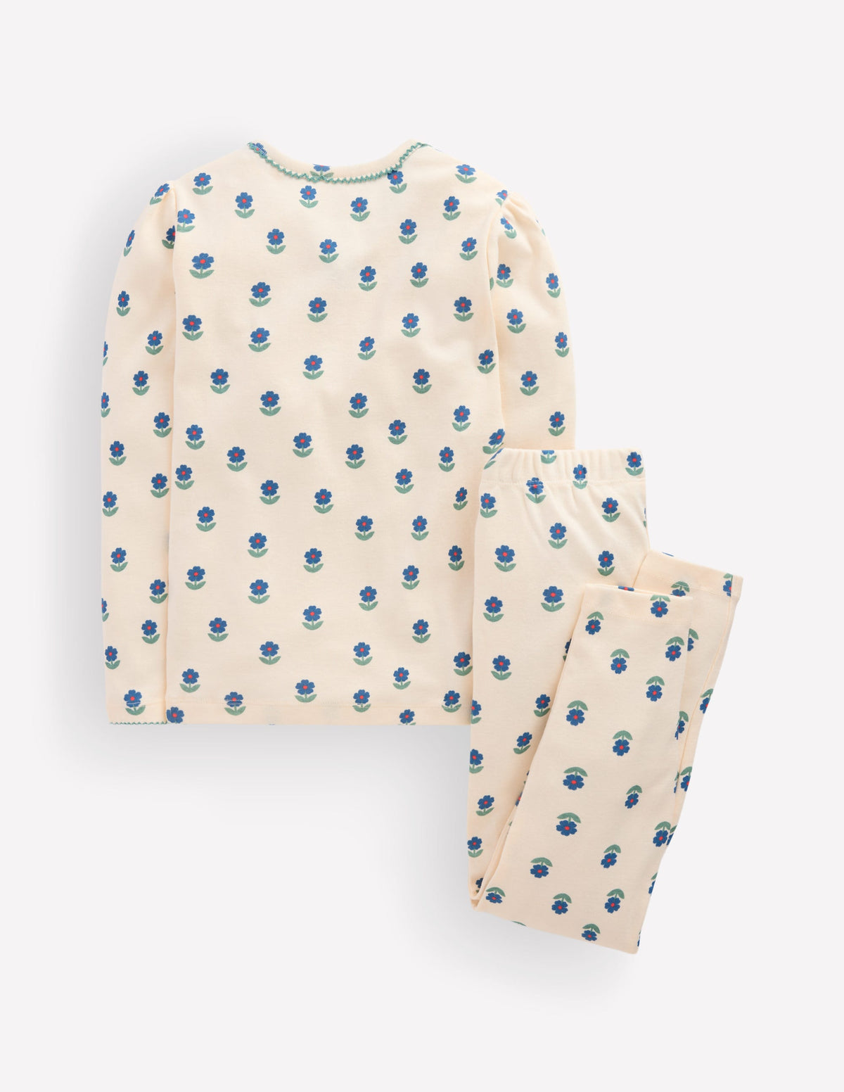 Snug Henley Pyjamas-Ivory Floral - Image 3