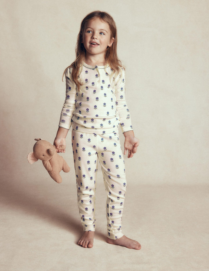 Snug Henley Pyjamas-Ivory Floral
