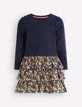 Cora Jersey RaRa Dress-Blue Floral
