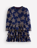 Cora Jersey RaRa Dress-Navy Foil Stars