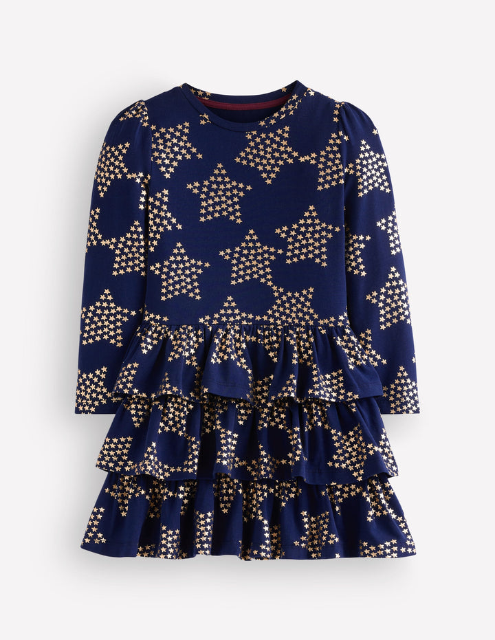 Cora Jersey RaRa Dress-Navy Foil Stars