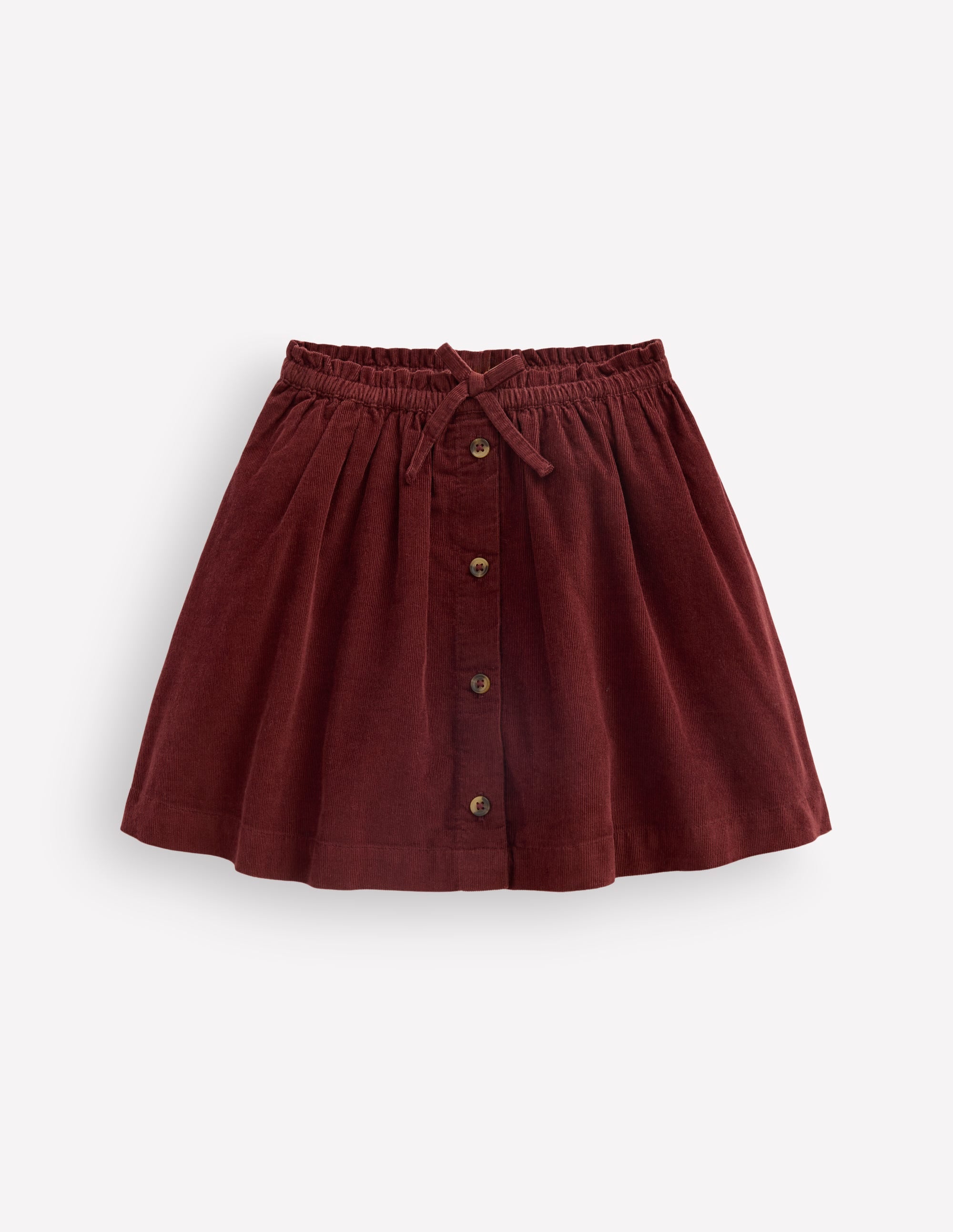 Woven Button-Through Skirt-Roasted Brown Cord - Image 3
