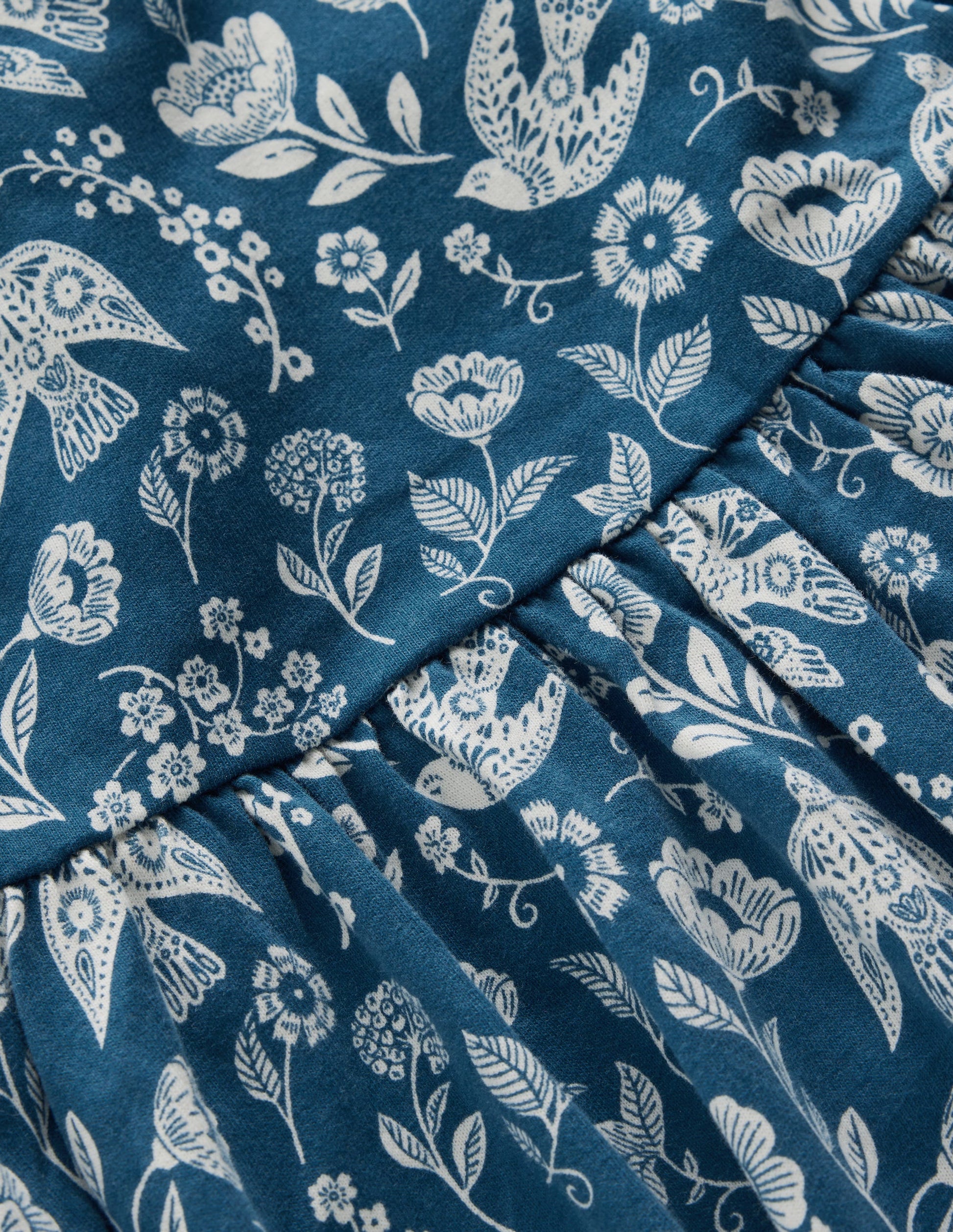 Madeline Blouson Sleeve Dress-Sapphire Blue Floral Bird-4