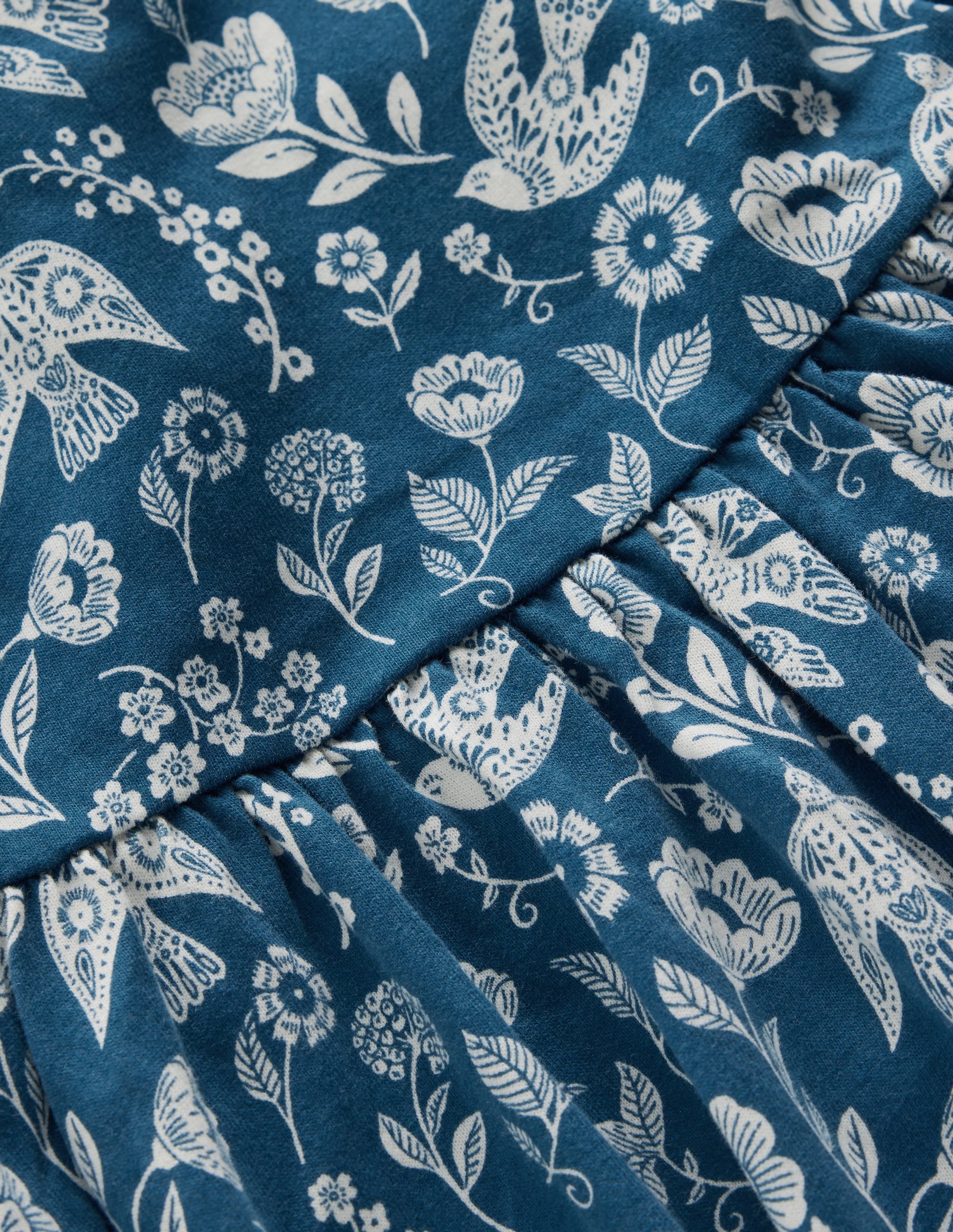 Madeline Blouson Sleeve Dress-Sapphire Blue Floral Bird - Image 4