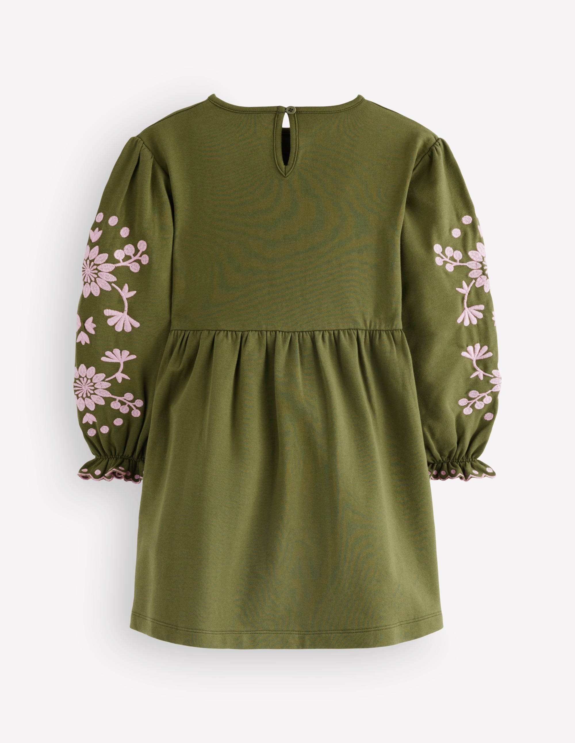 Embroidered Sleeve Dress-Jewel Green - Image 2