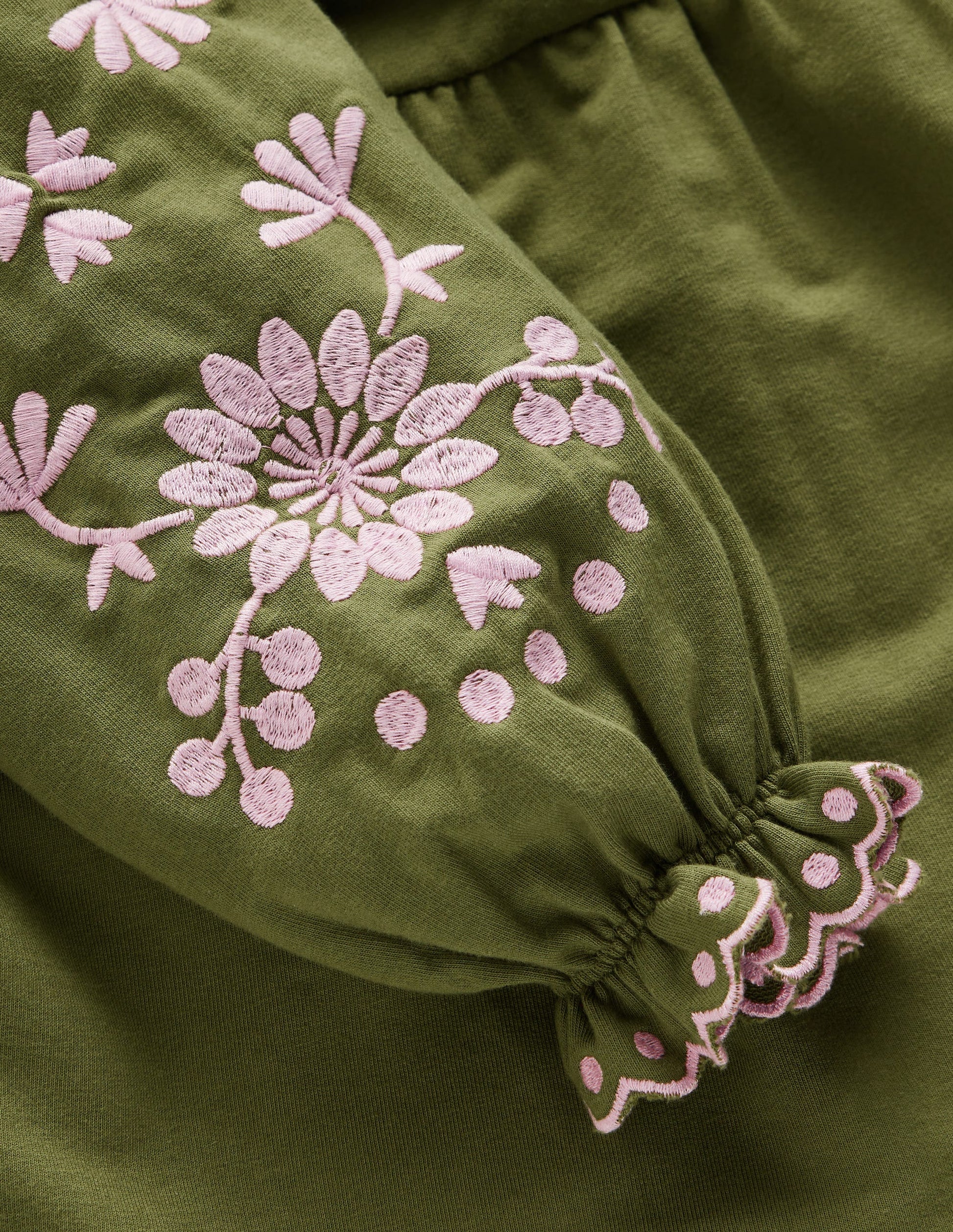 Embroidered Sleeve Dress-Jewel Green-3