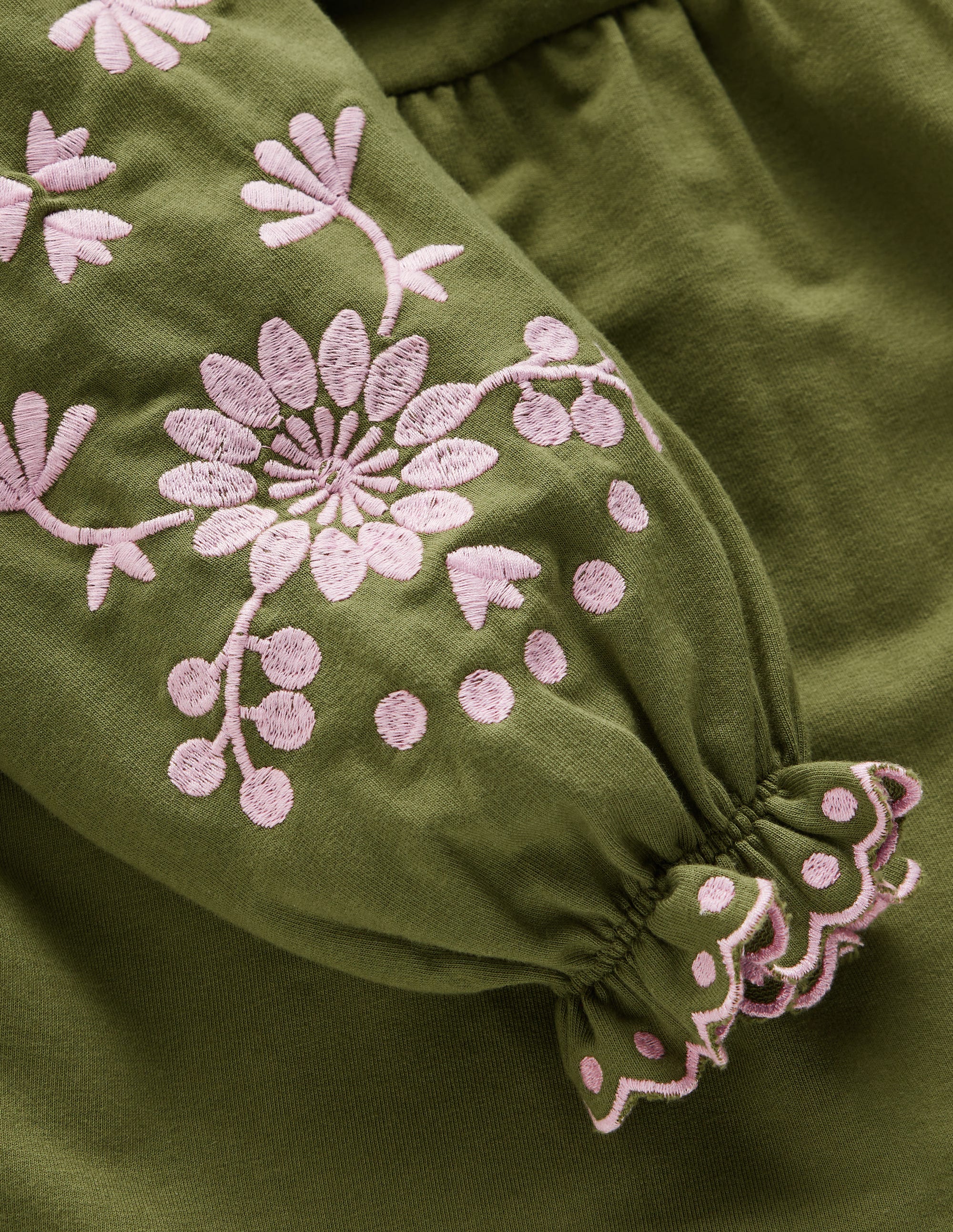 Embroidered Sleeve Dress-Jewel Green - Image 3