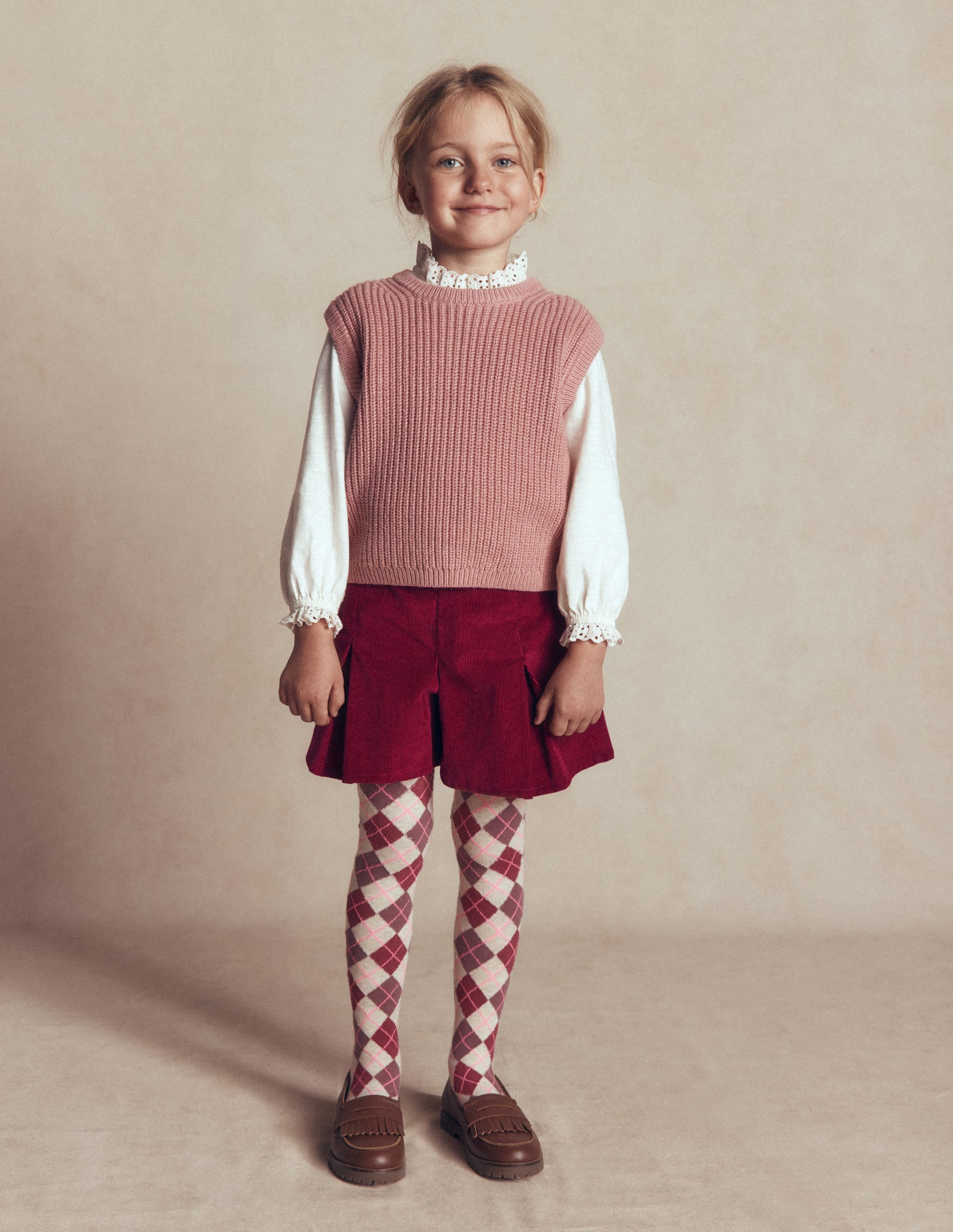 Pleated Skort-Ruby Red Cord - Image 1