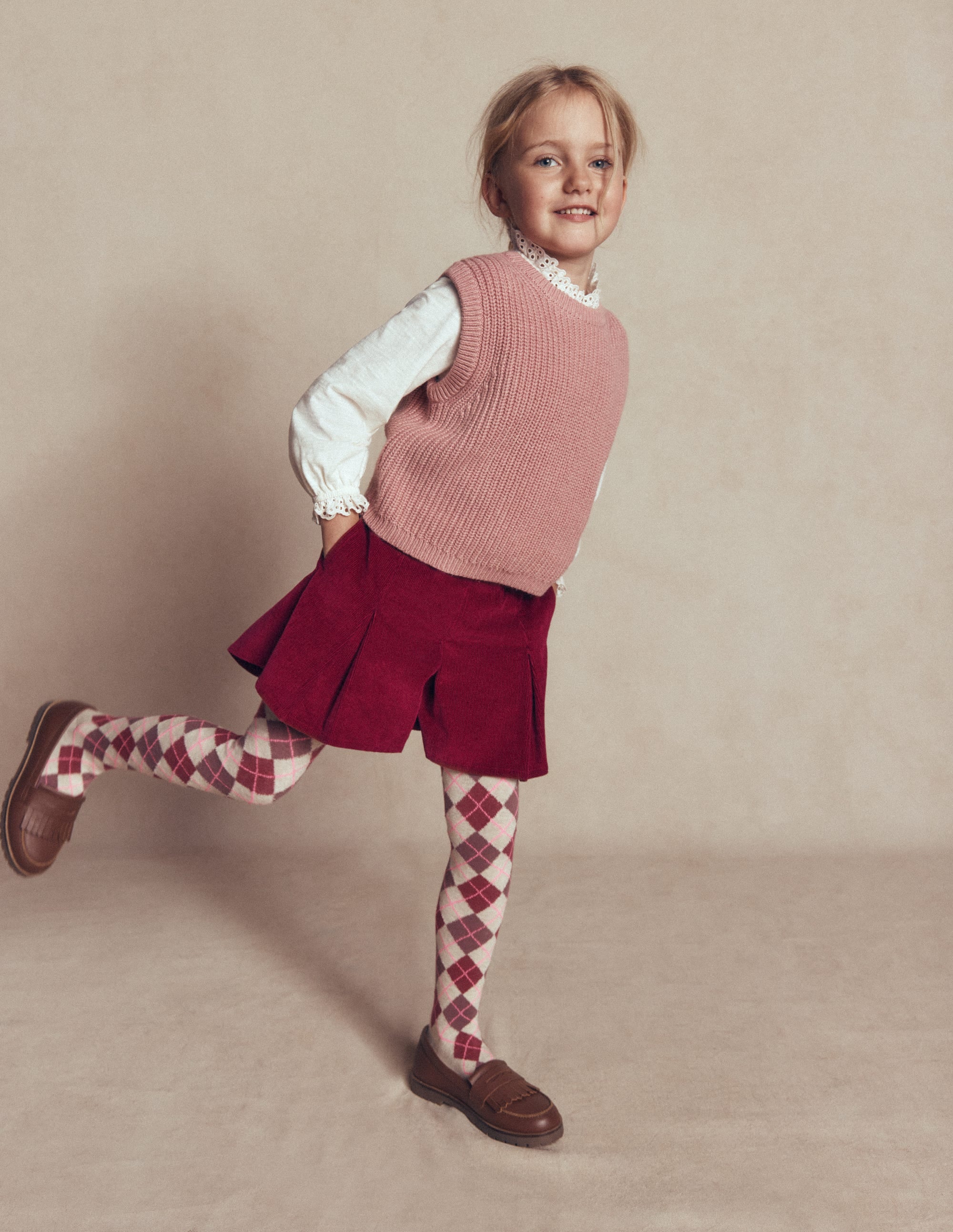 Pleated Skort-Ruby Red Cord - Image 3