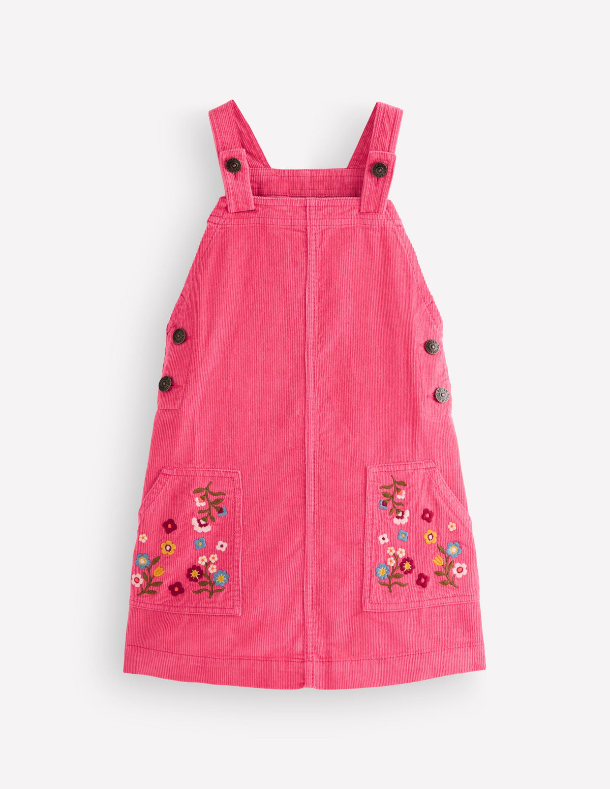 Adeline A-Line Dungaree Dress-Bright Rouge Floral Corduroy-1
