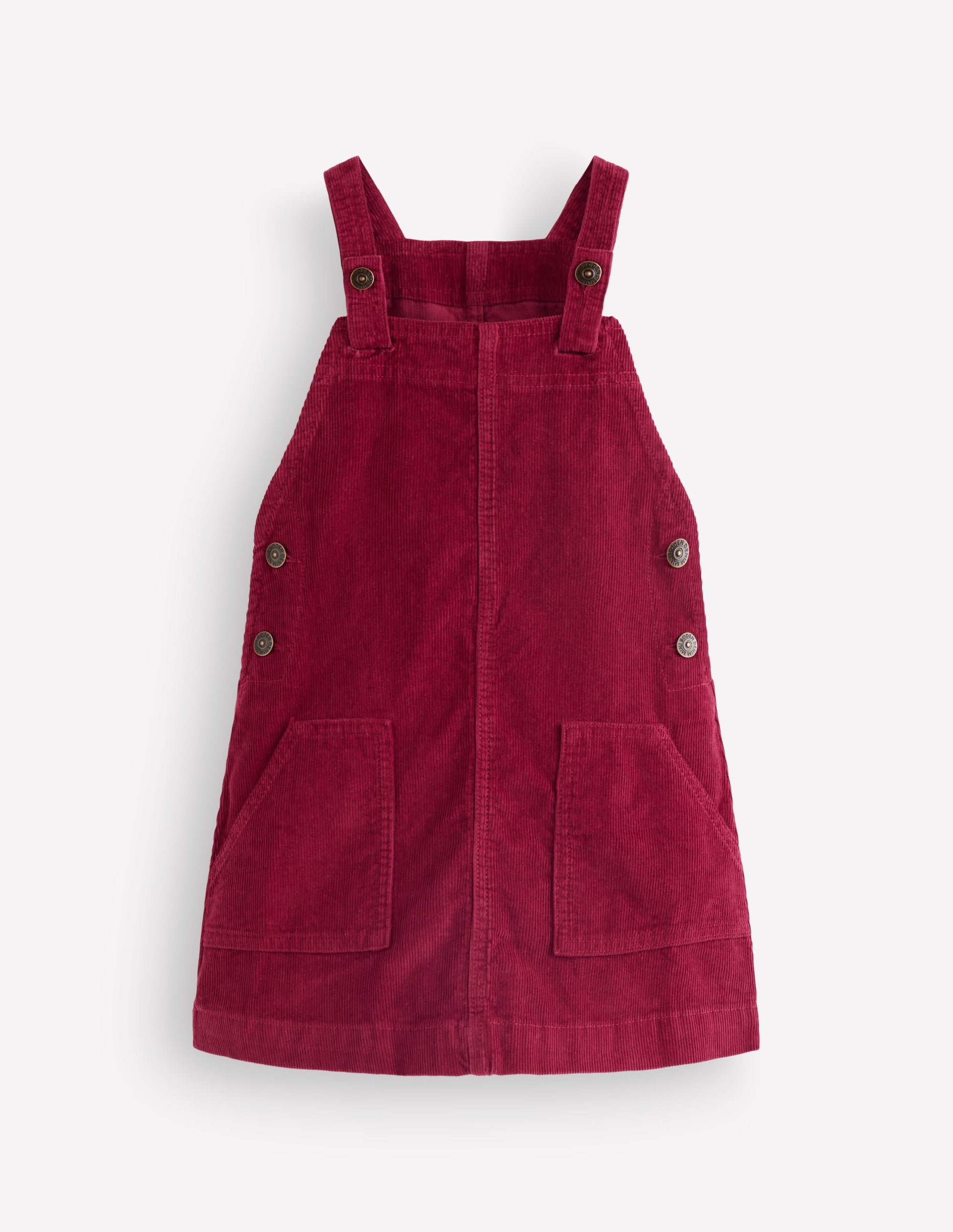 Adeline A-Line Dungaree Dress-Chestnut Red Cord-5
