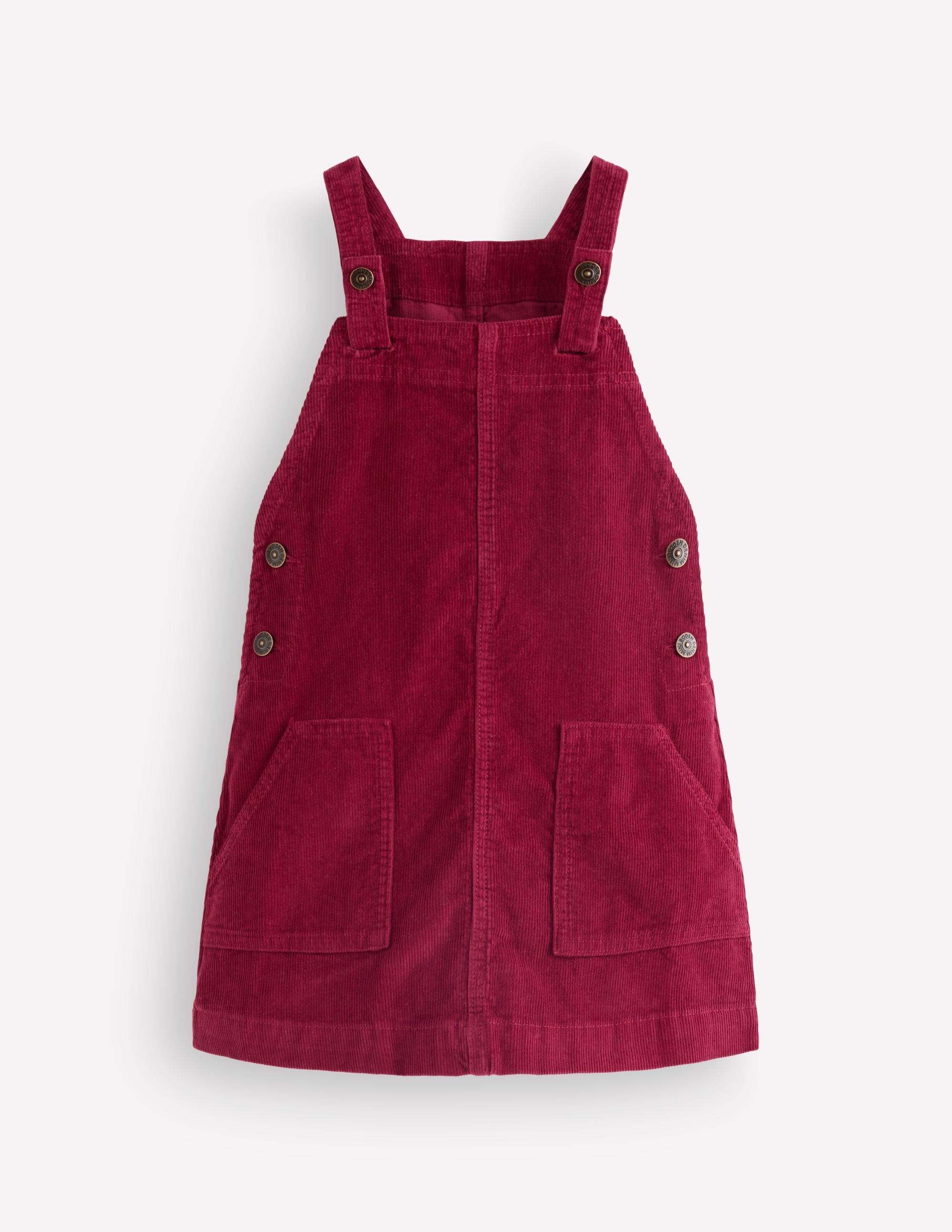 Adeline A-Line Dungaree Dress-Chestnut Red Cord - Image 5