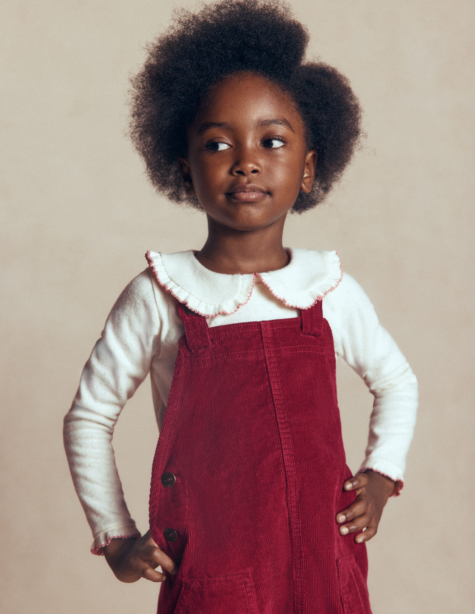 Adeline A-Line Dungaree Dress-Chestnut Red Cord - Image 2
