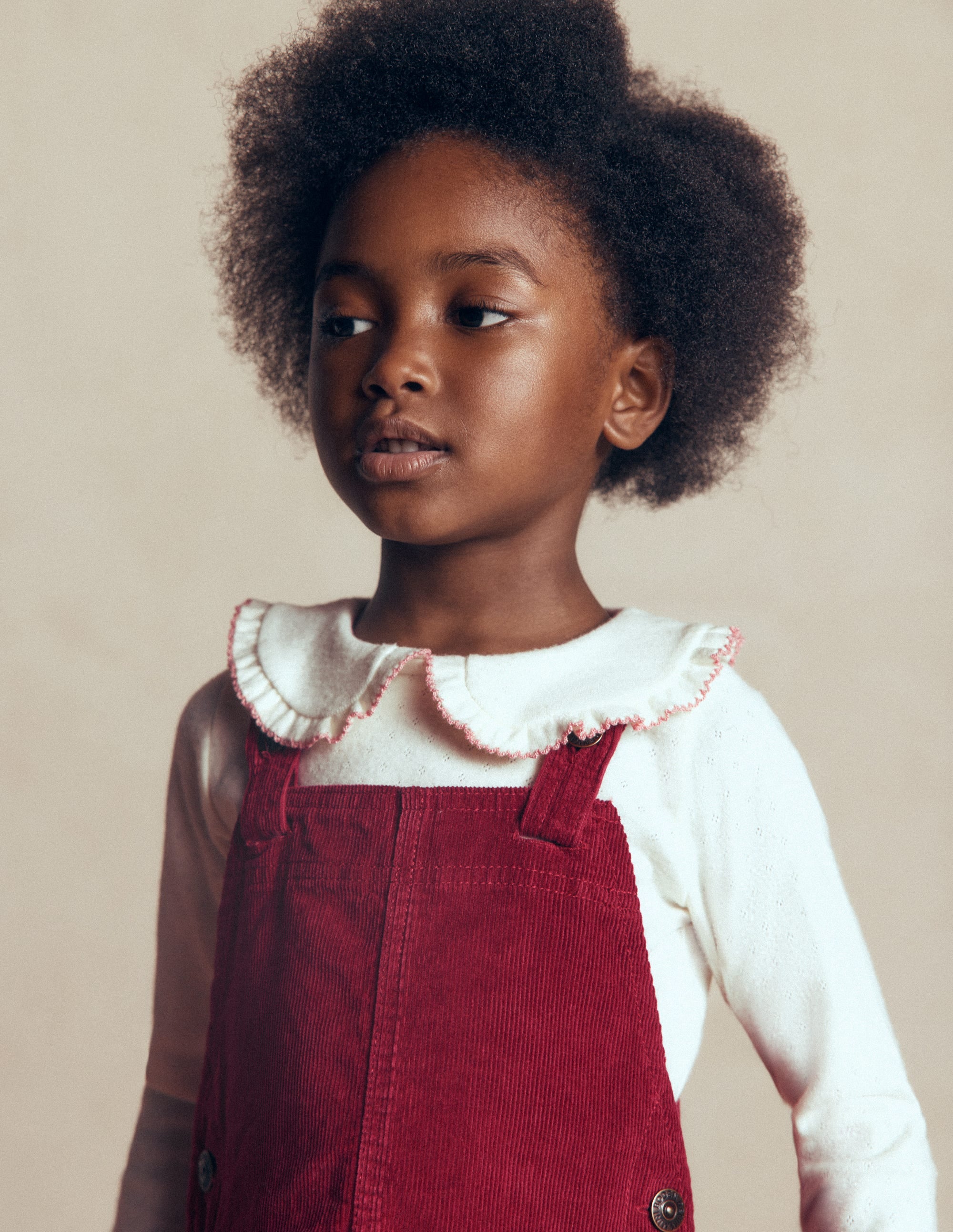 Adeline A-Line Dungaree Dress-Chestnut Red Cord - Image 4
