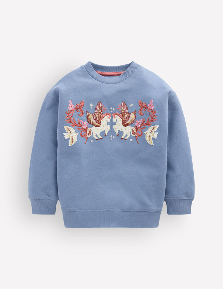 Bobbie Appliqué Sweatshirt-Blue Pegasus