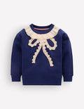 Bobbie Appliqué Sweatshirt-Navy Lace Bow