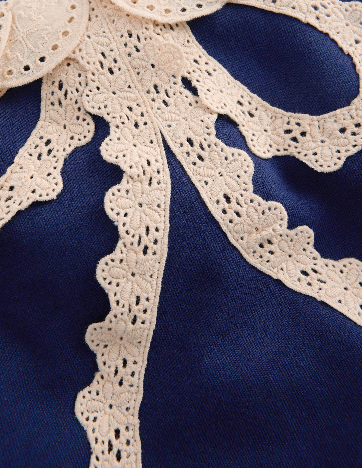 Bobbie Appliqué Sweatshirt-Navy Lace Bow - Image 3