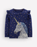 Long Sleeve Superstitch Tee-Navy Unicorn