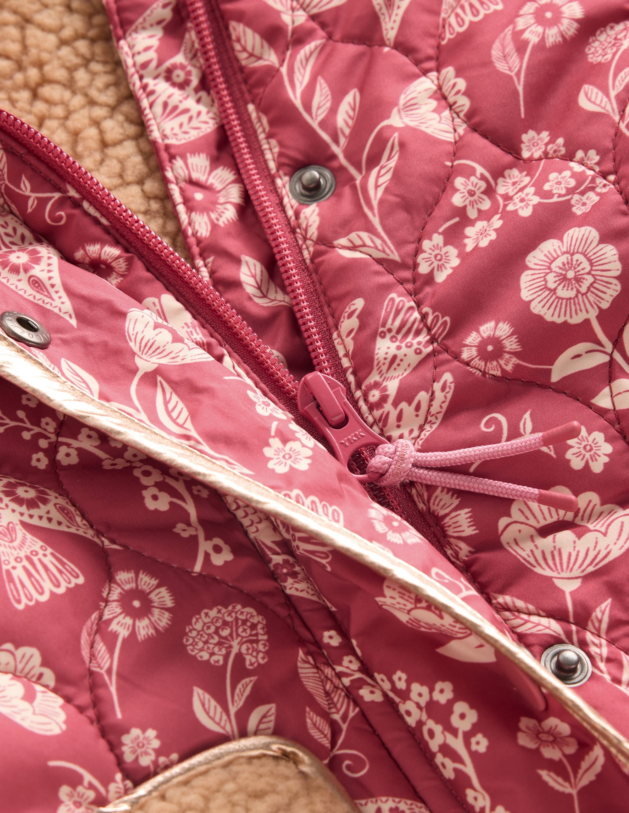 Borg Padded Jacket-Winter Blush Floral Bird - Image 3