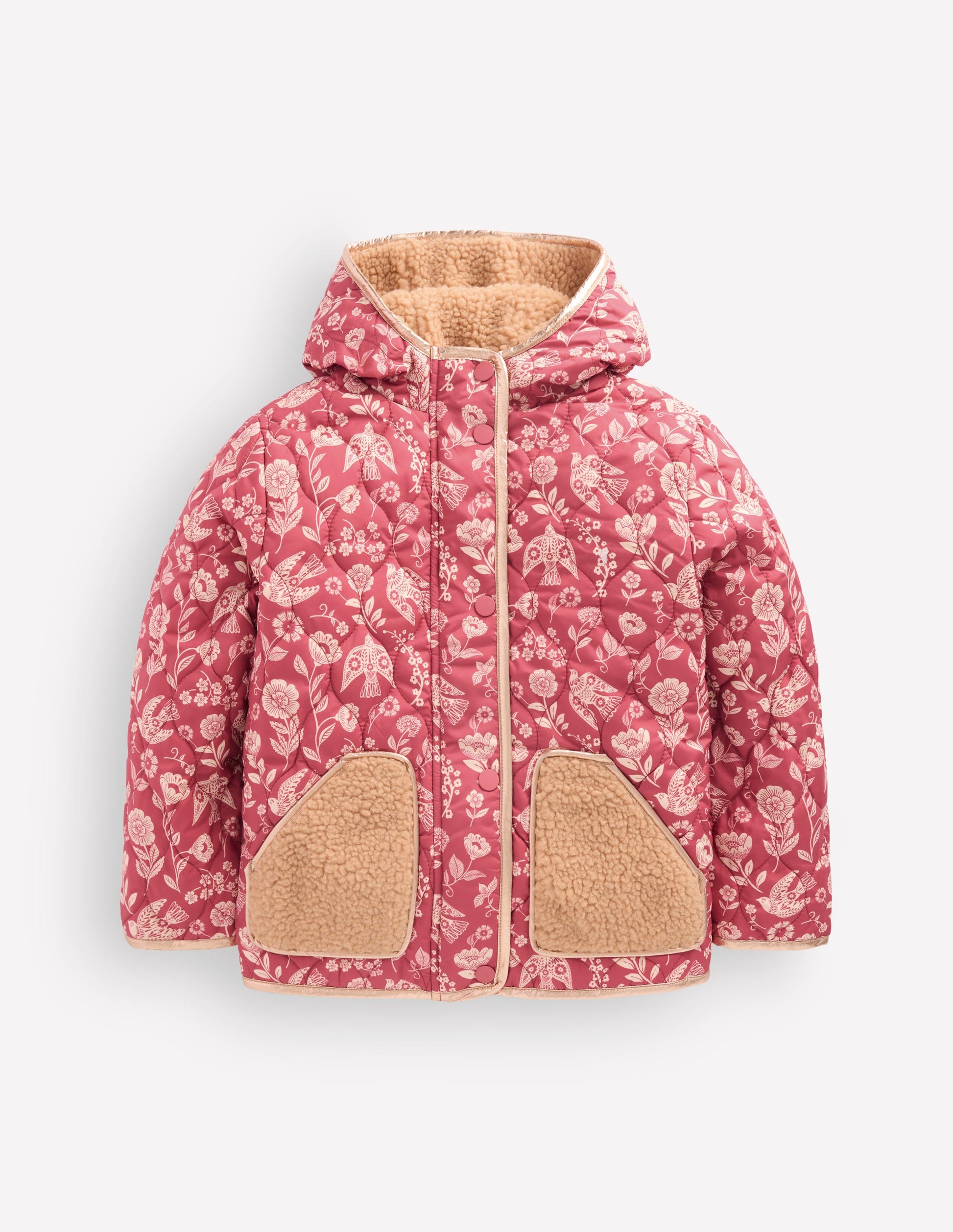 Borg Padded Jacket-Winter Blush Floral Bird-1