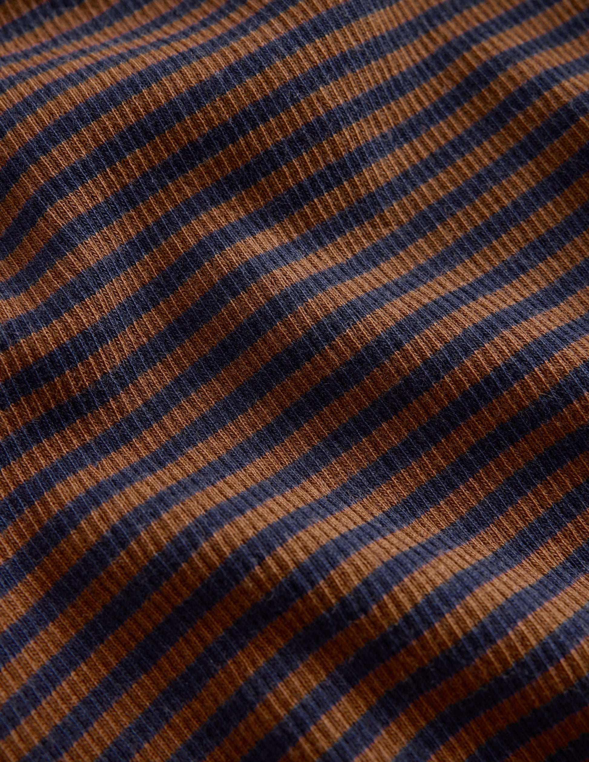 Ribbed Long Sleeve T-Shirt-Navy/ Camel Stripe-3