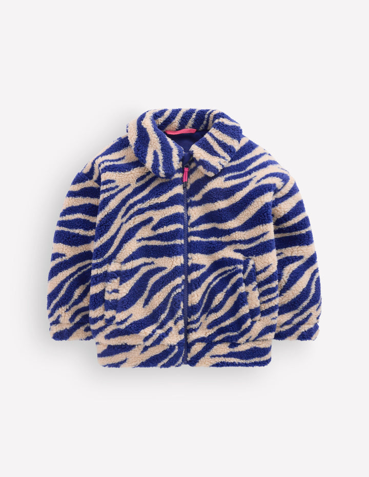 Collared Borg Jacket-Zebra Borg and Navy