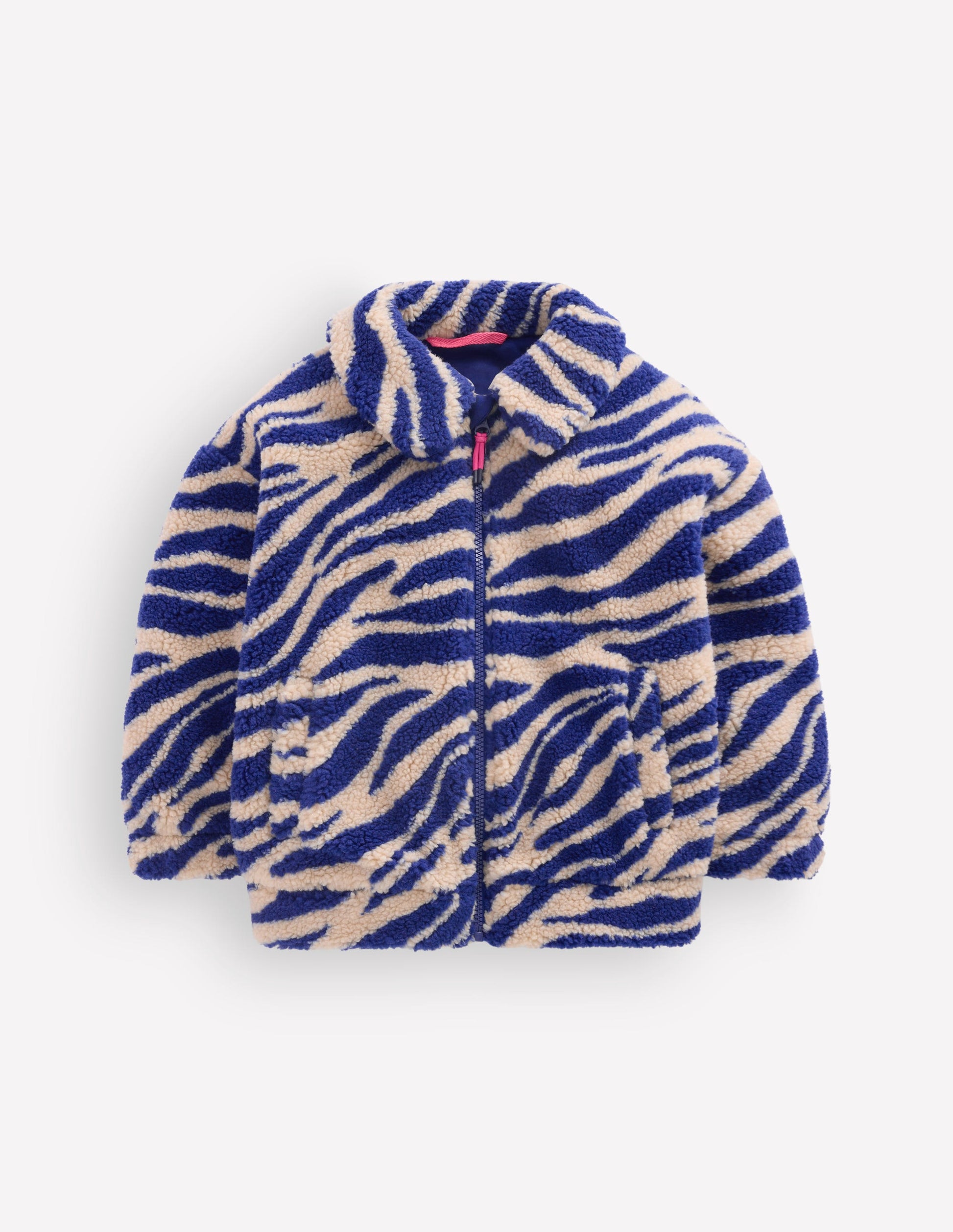 Collared Borg Jacket-Zebra Borg and Navy-3