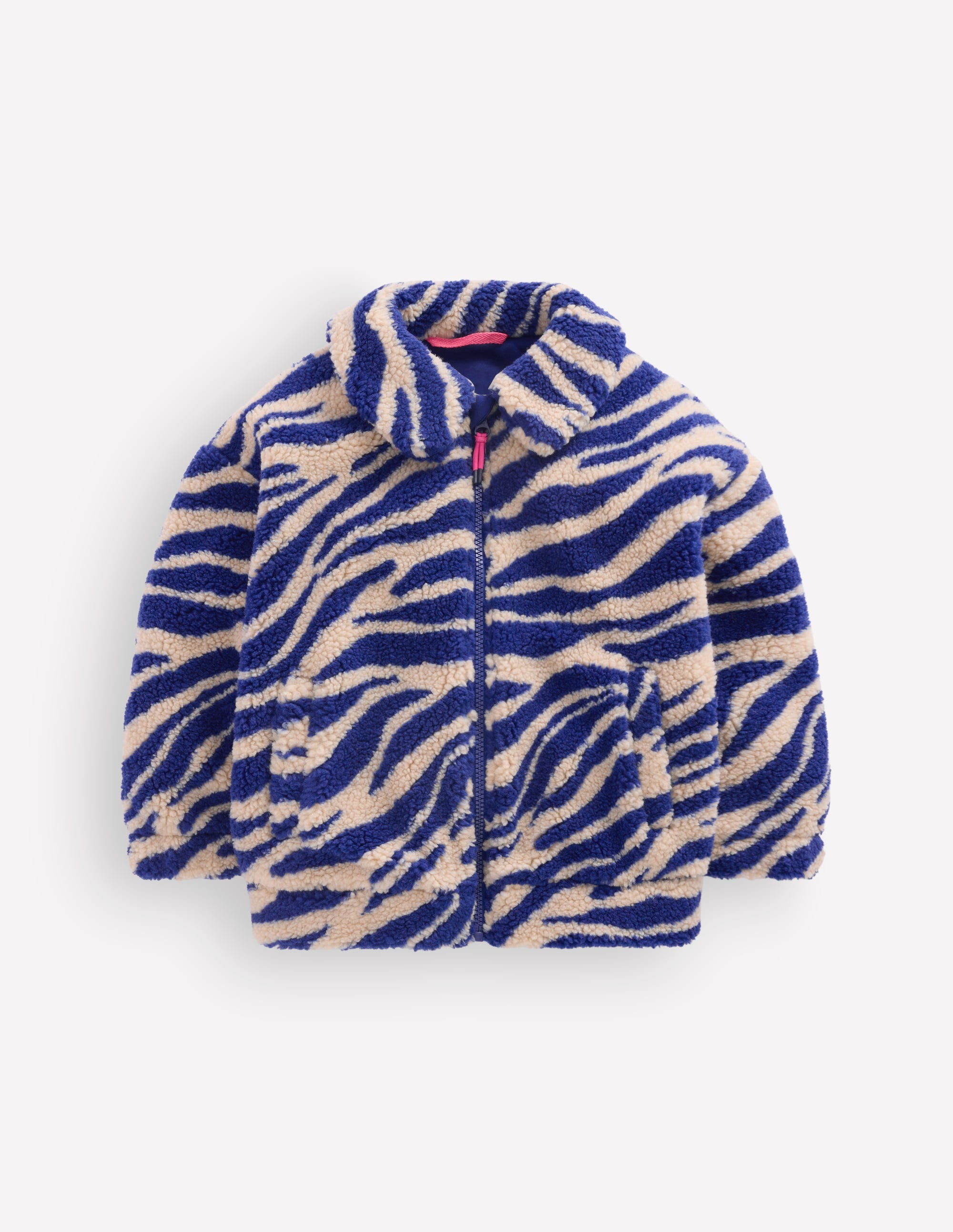 Collared Borg Jacket-Zebra Borg and Navy - Image 3