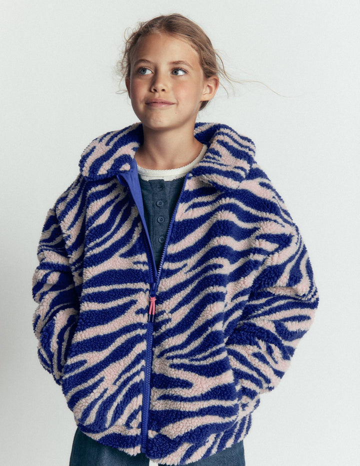 Collared Borg Jacket-Zebra Borg and Navy