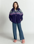 Collared Borg Jacket-Navy Fair isle
