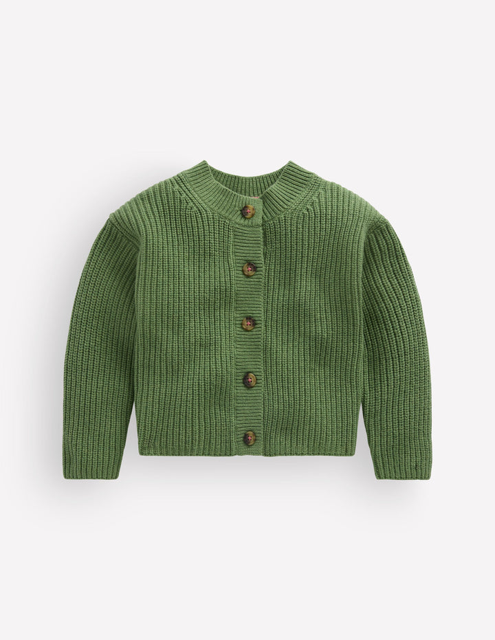 Chunky Everyday Cardigan-Soft Green Marl