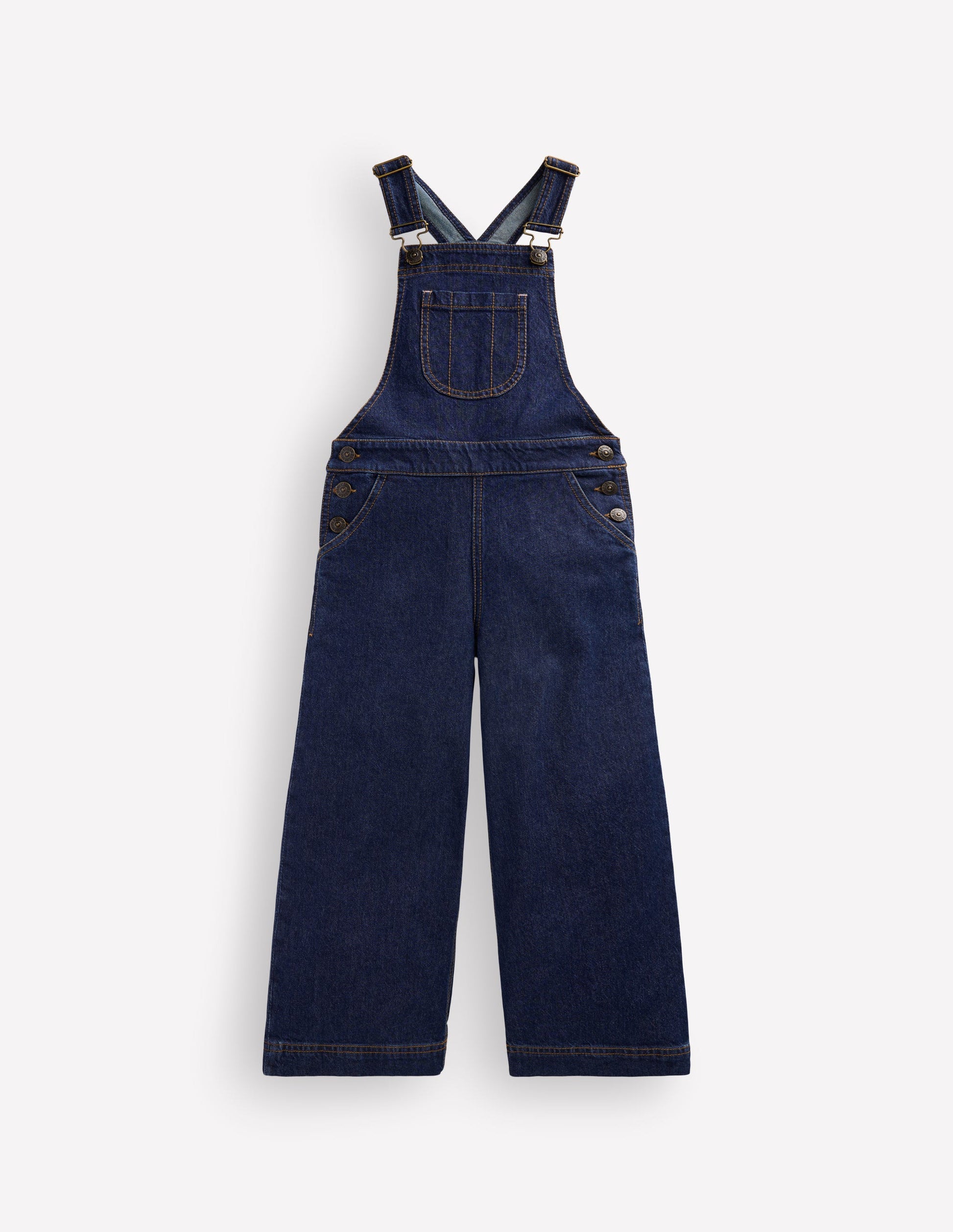 Wide Leg Dungarees-Dark Wash Denim-1