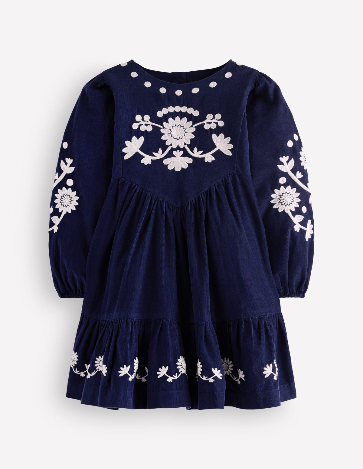 Celia Wing Sleeve Dress-Navy Corduroy Embroidery - Image 1