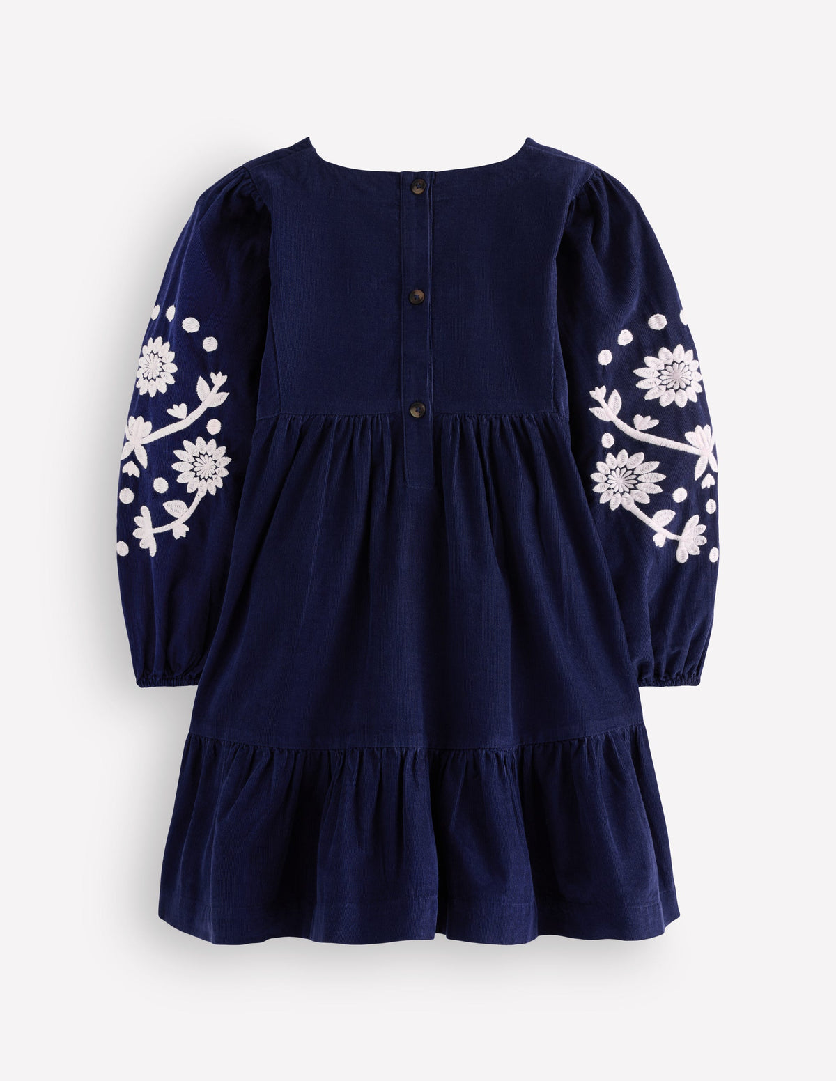 Celia Wing Sleeve Dress-Navy Corduroy Embroidery - Image 2