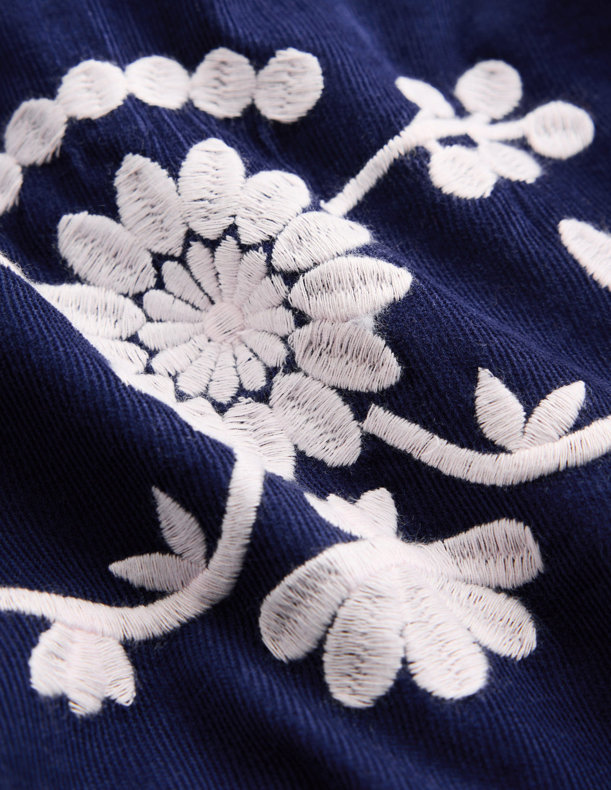 Celia Wing Sleeve Dress-Navy Corduroy Embroidery - Image 3