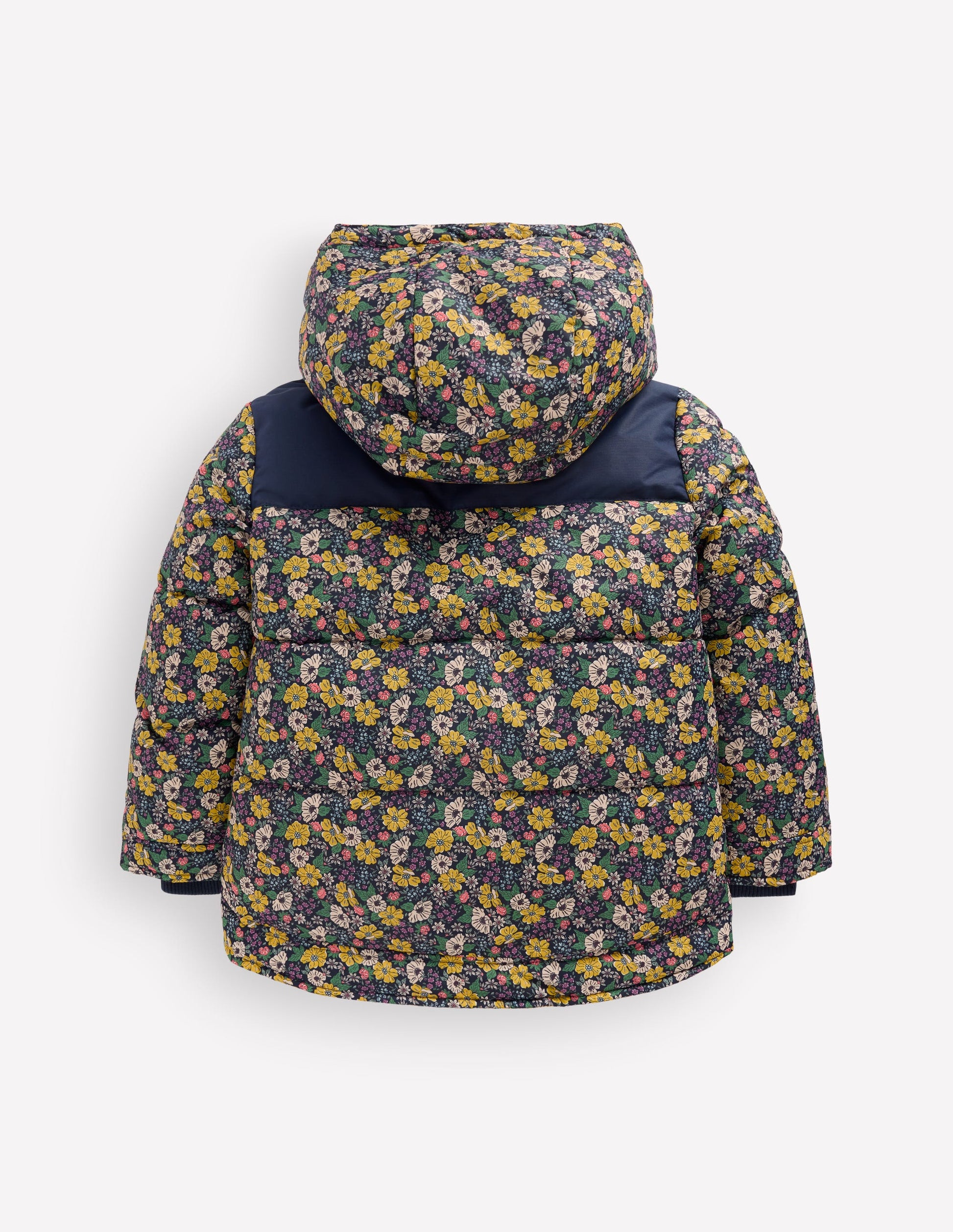 Borg Lined Puffer Coat-French Navy Mixed Flowerbed-7