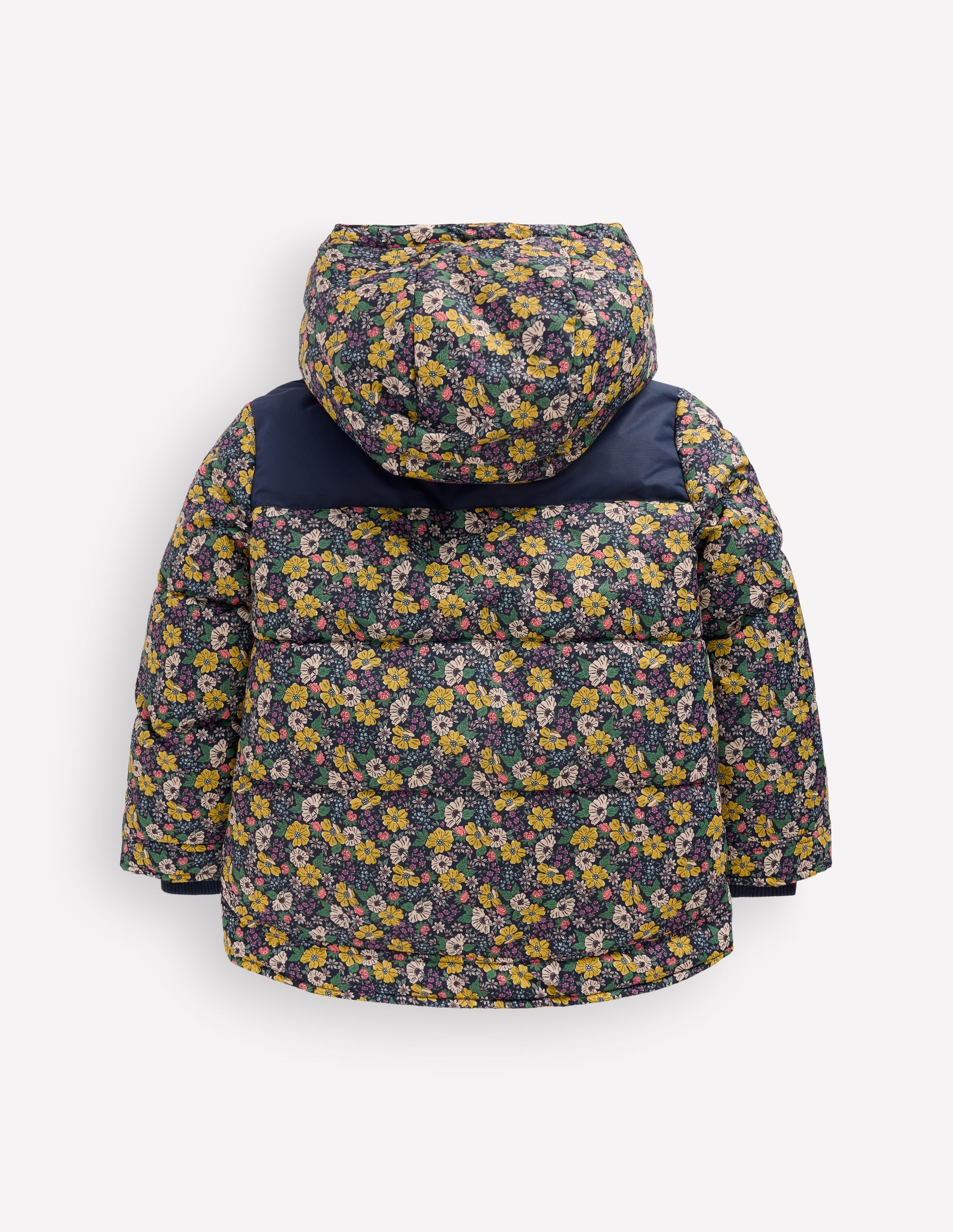 Borg Lined Puffer Coat-French Navy Mixed Flowerbed - Image 7