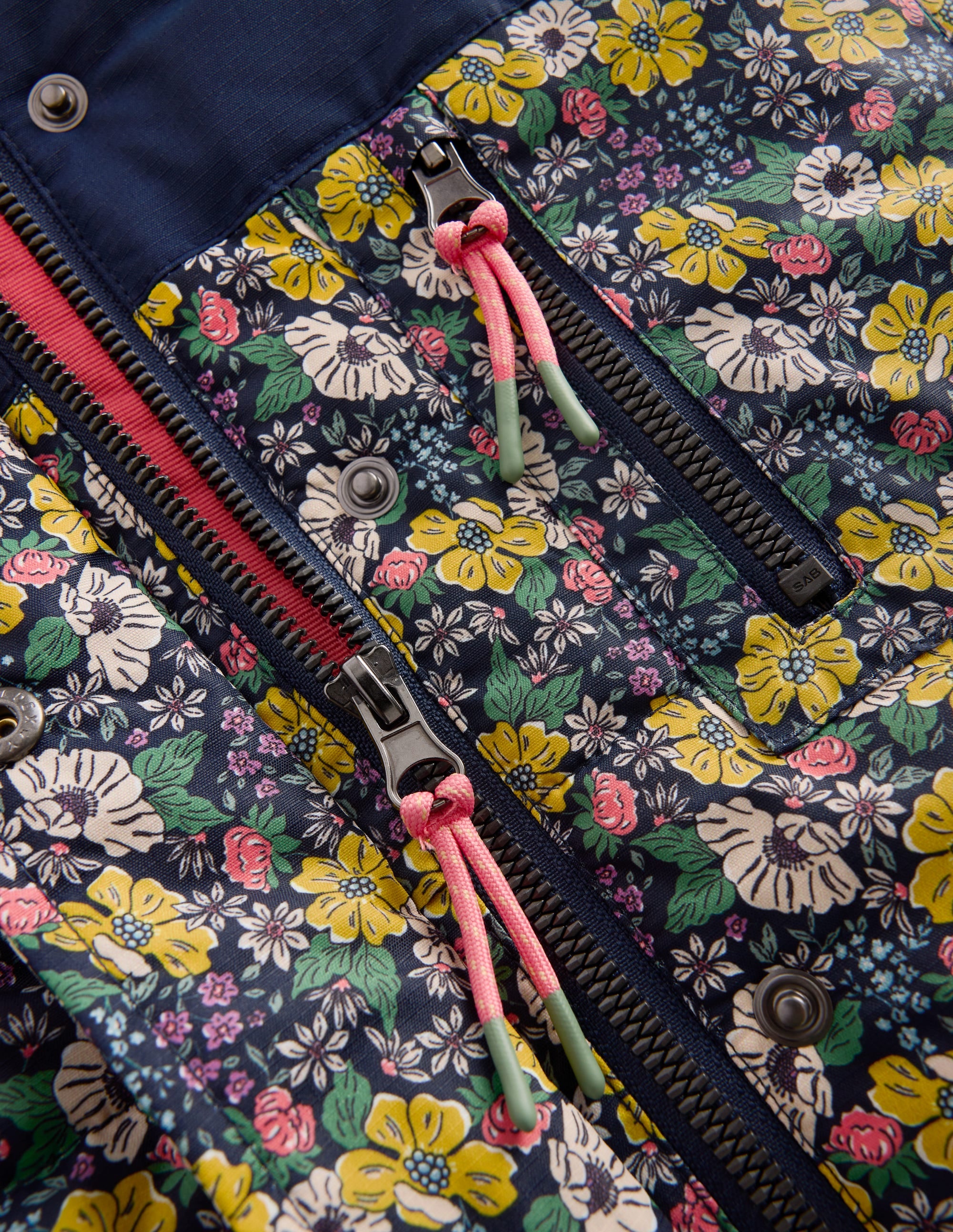 Borg Lined Puffer Coat-French Navy Mixed Flowerbed - Image 8