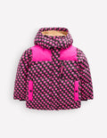 Borg Lined Puffer Coat-Pink Pansy Flower
