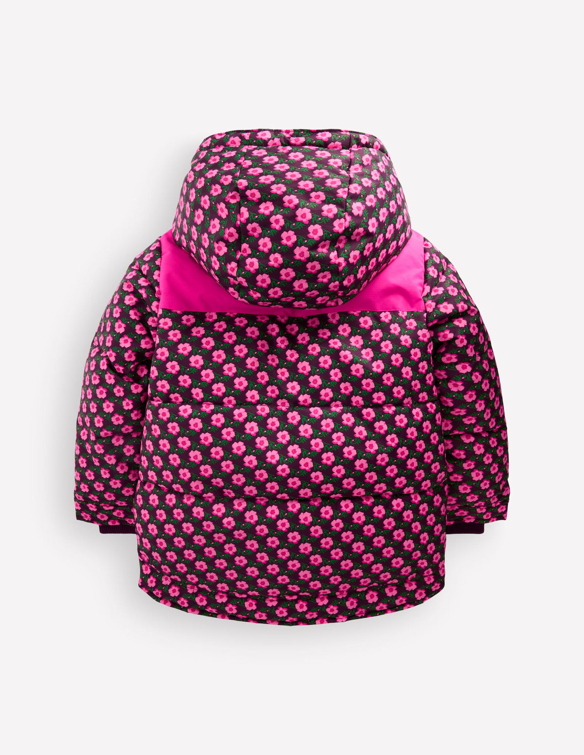 Borg Lined Puffer Coat-Pink Pansy Flower - Image 2