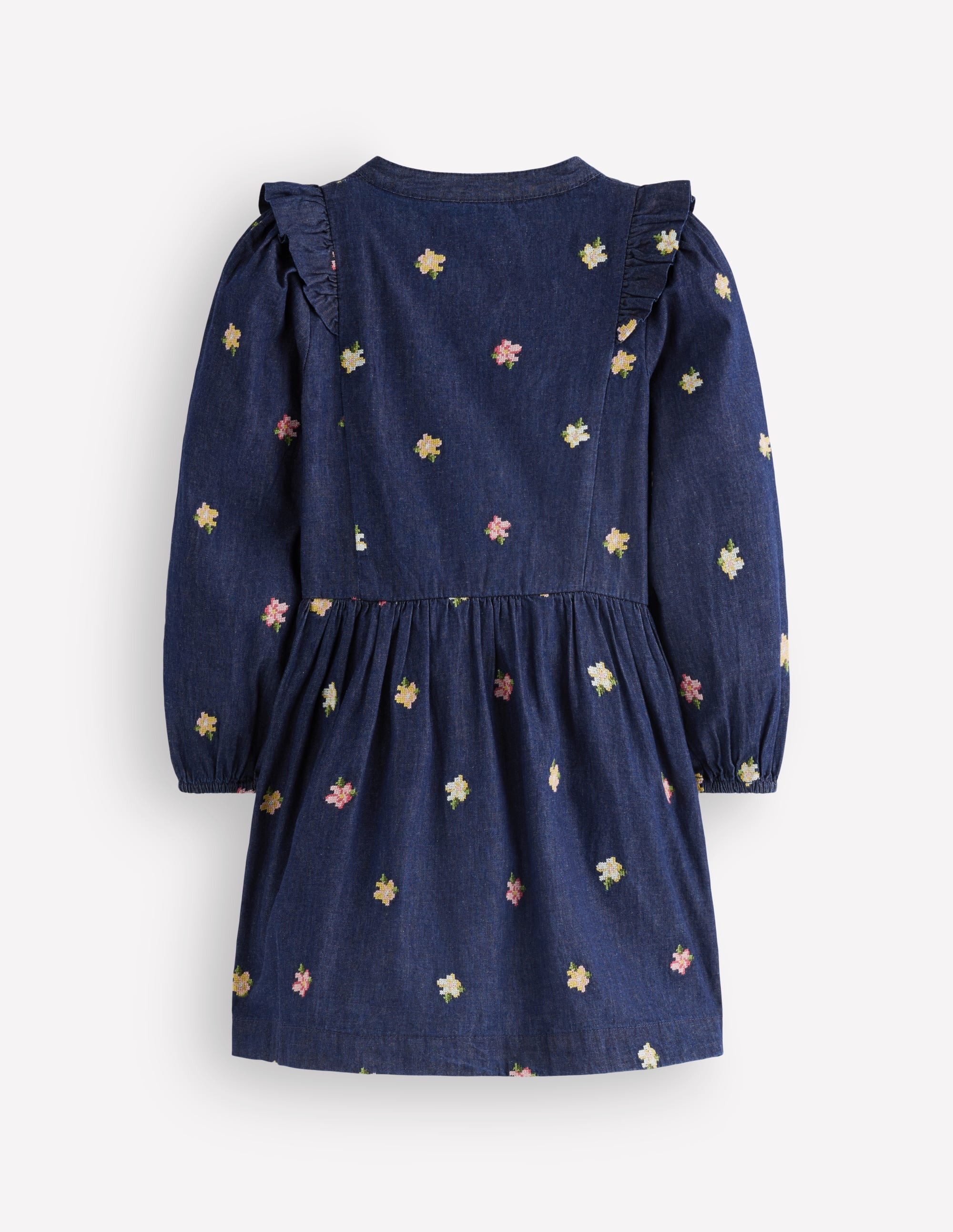 Winnie Frill Trim Shirt Dress-Denim Embroidery - Image 4