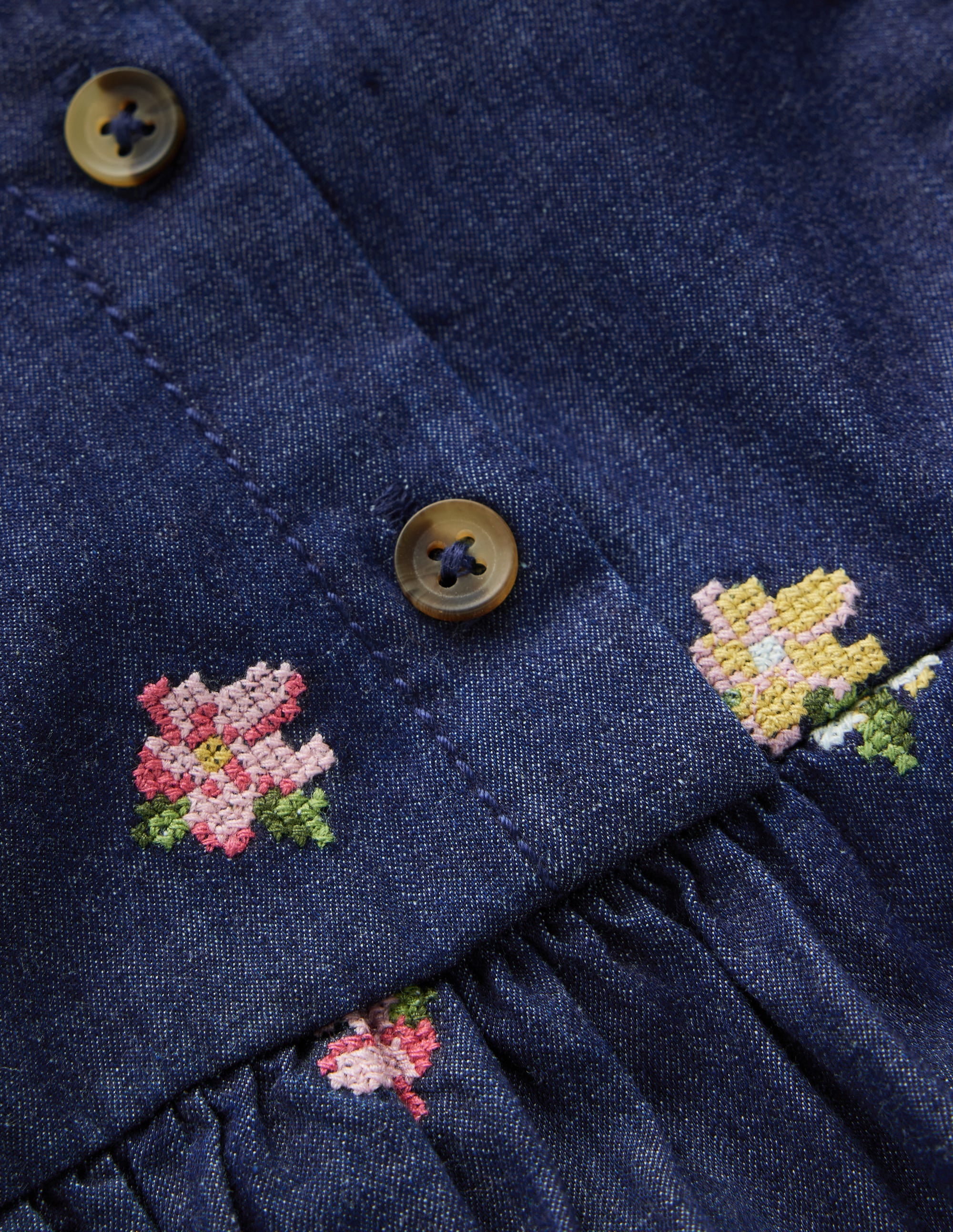 Winnie Frill Trim Shirt Dress-Denim Embroidery - Image 5