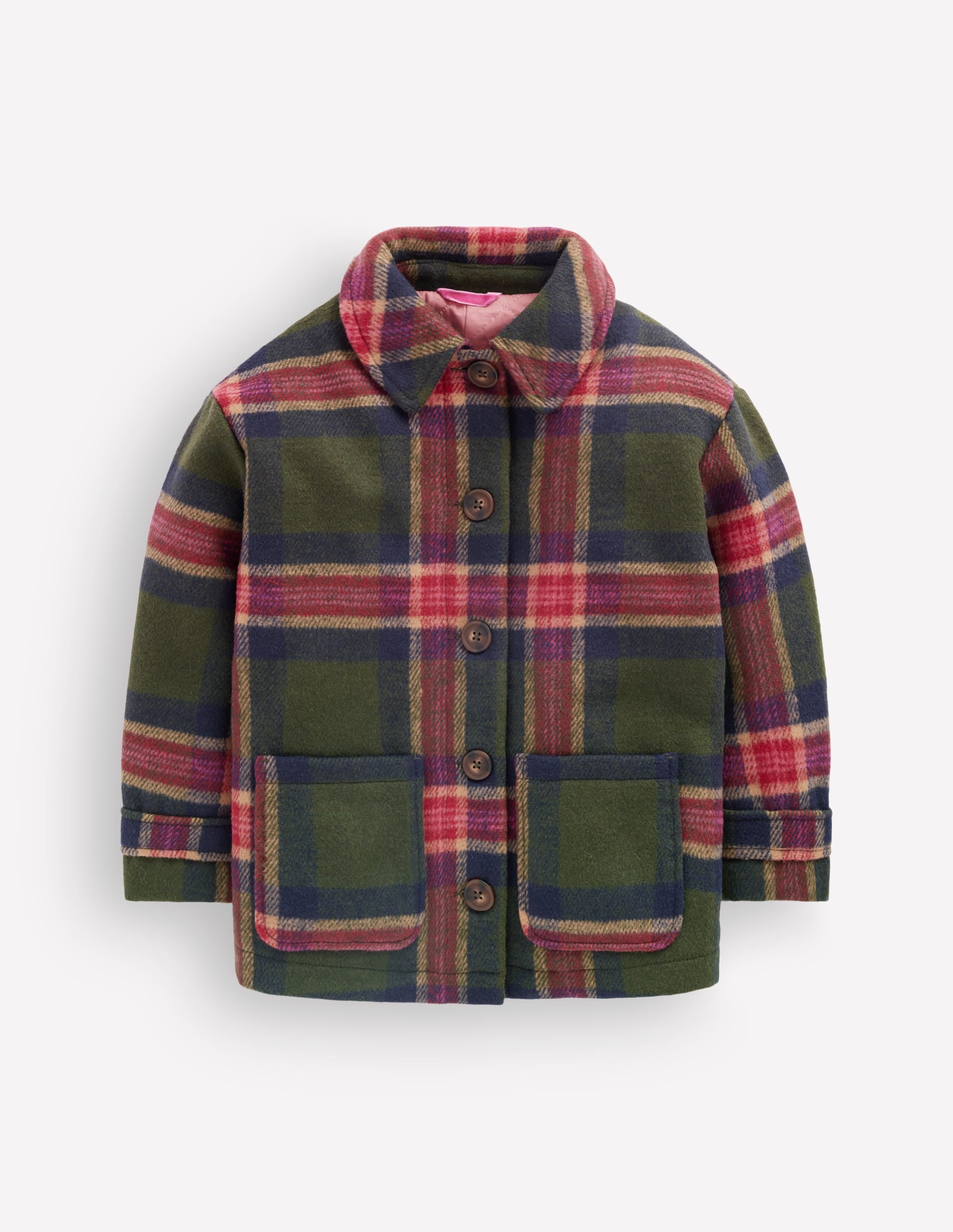 Wool Check Coat-Green Check - Image 6